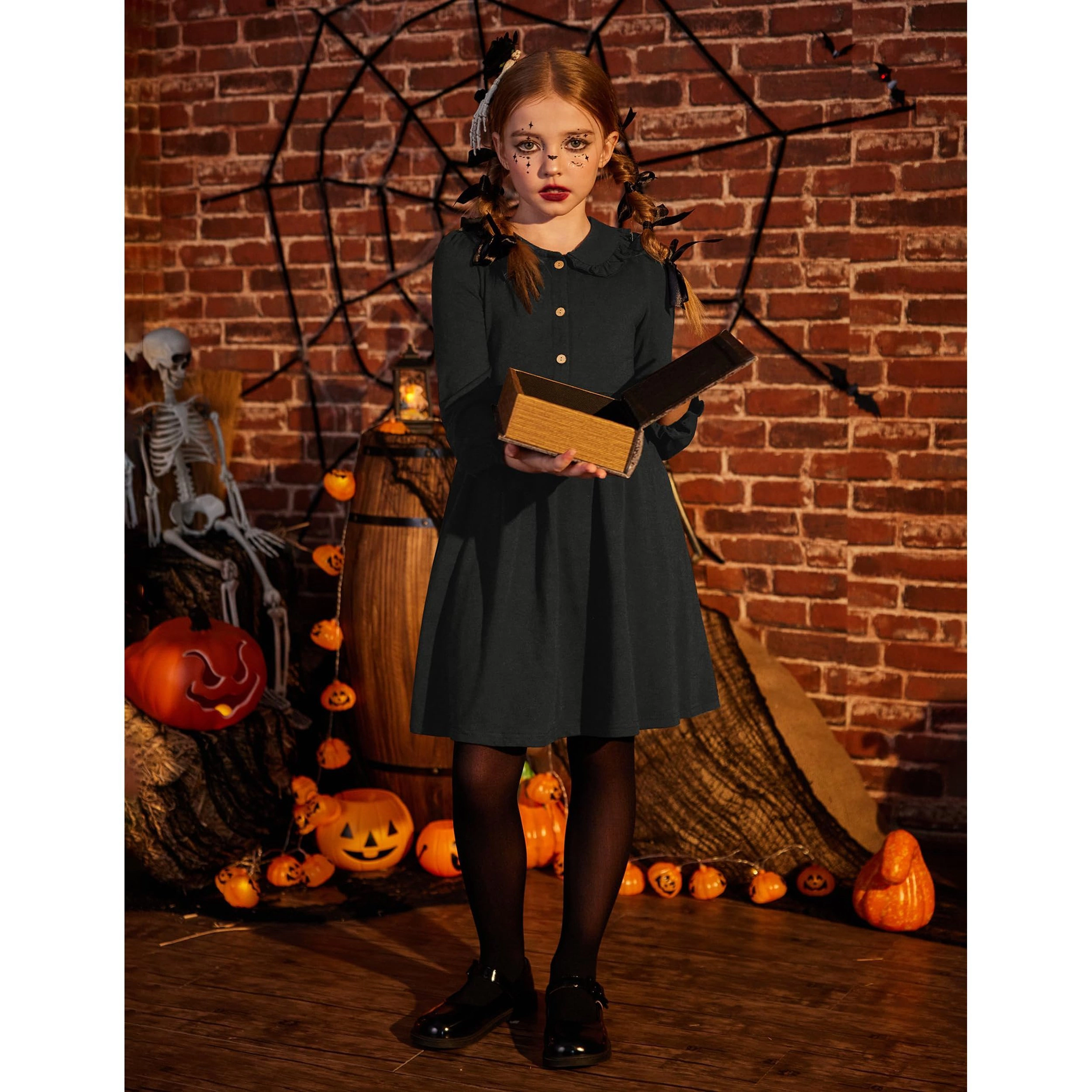 Arshiner Girls Fall Dresses Long Sleeve Casual Spring Midi Dress