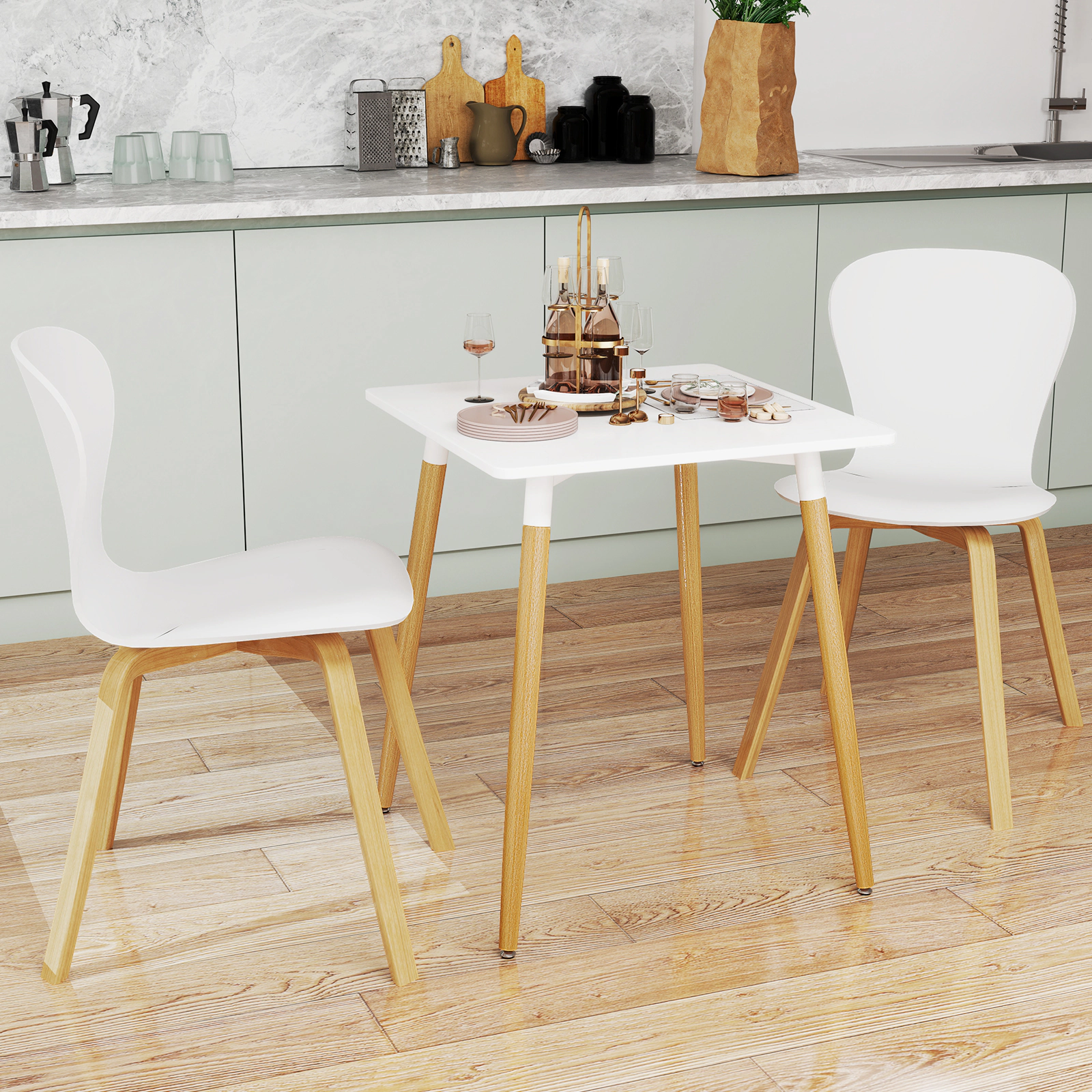 LJG Square Dining Table with Adjustable Foot Pads for Dining Room Kitchen