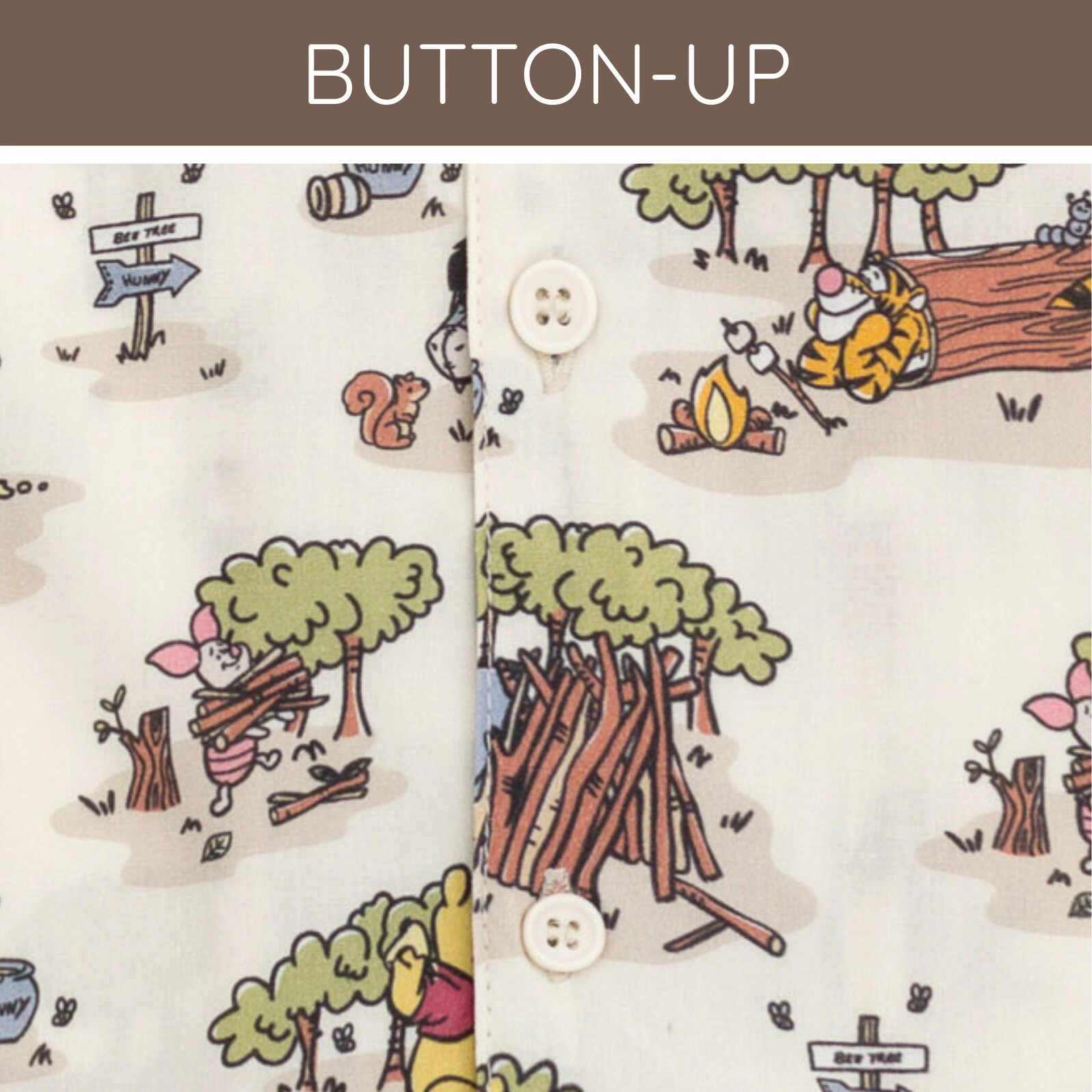 Disney Winnie the Pooh Boys' Short Sleeve Button Down Shirt