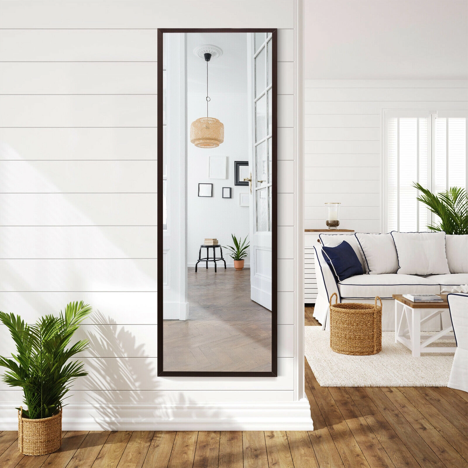 Slickblue White Frame Full Length Mirror 42.5x14.5 Wall Mounted Door Hanging Home Decor