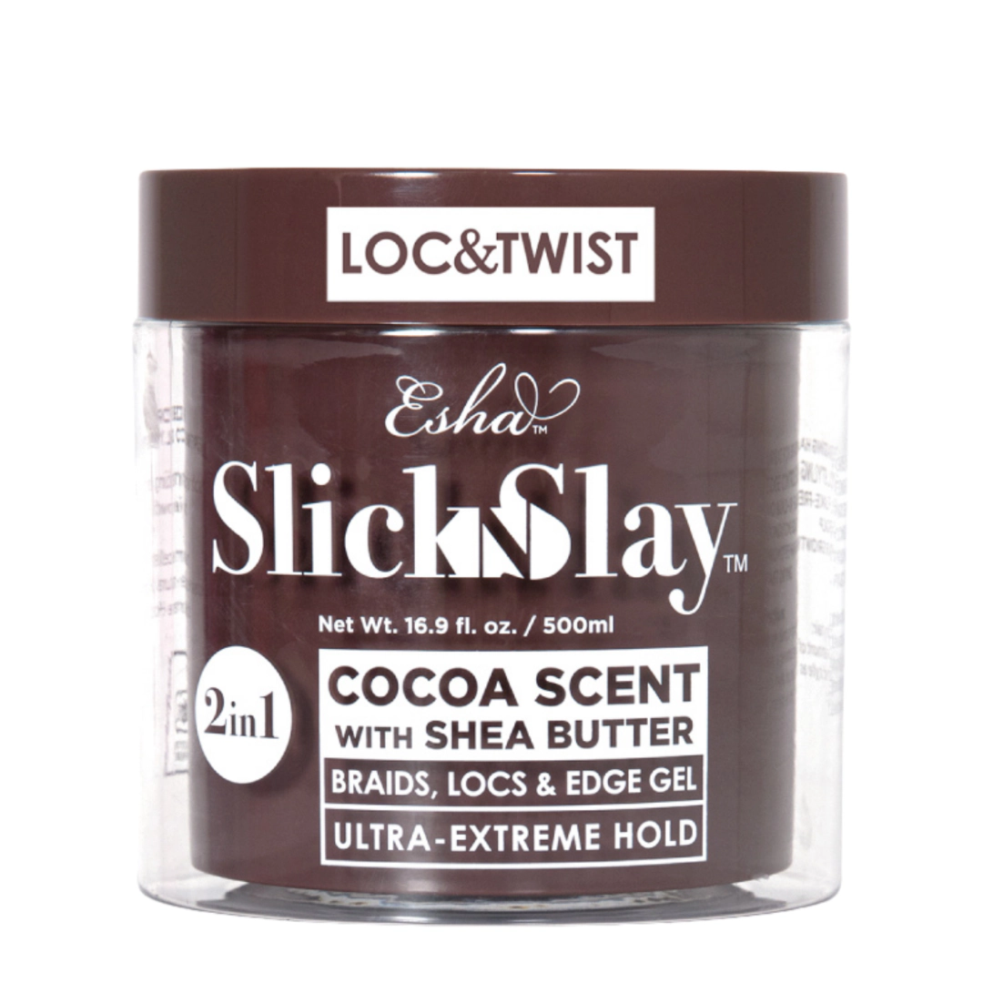 Esha Unisex Styling Gel Slick N Slay 2-in-1 Braid & Edge Gel, Cocoa Scent with Shea Butter