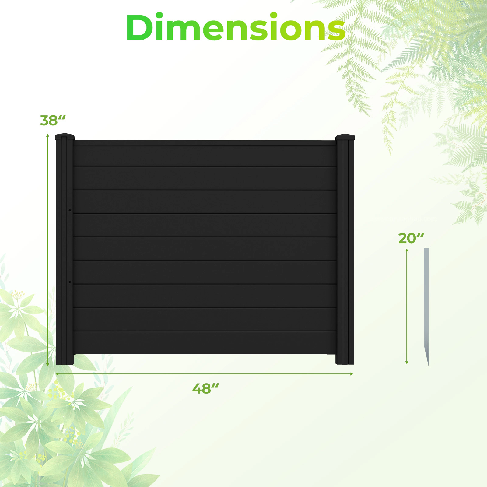 SUGIFT Black PVC Outdoor Air Conditioner Fence with 3 20-in Ground Stakes and Card-Slot Setup Panels