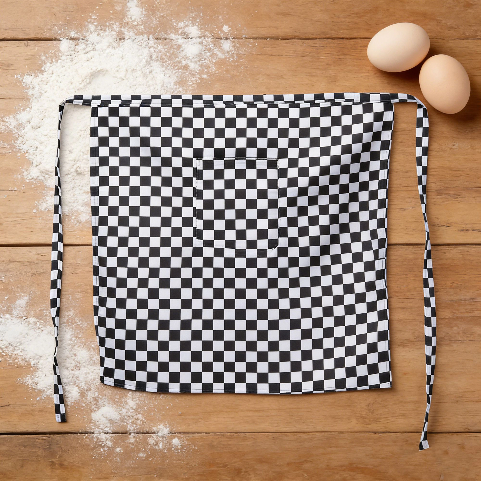 Alilang Unisex Checkered Waist Apron with Front Pocket Half Apron for Cooking Baking Serving Cleaning