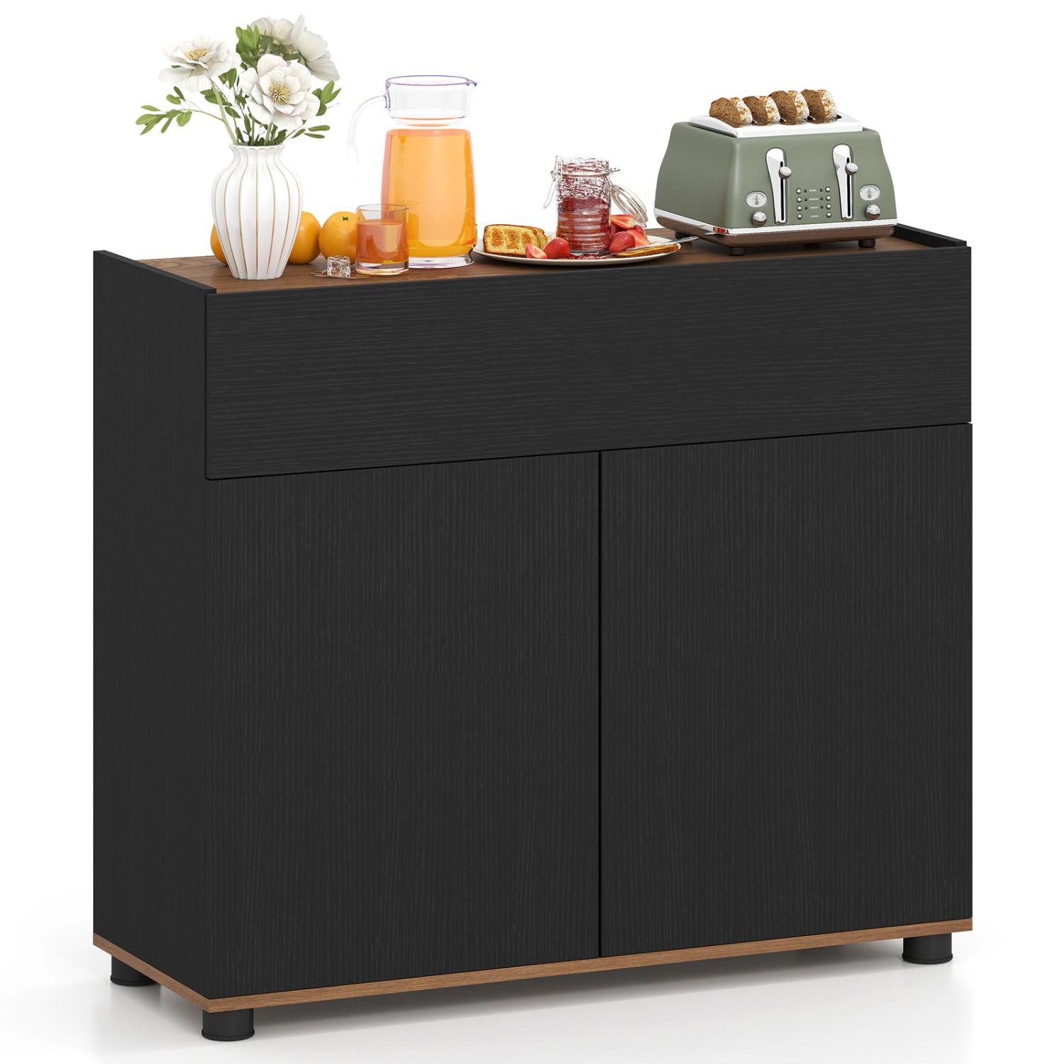 Glintex 31.5-Inch Sideboard with Push-to-Open Doors and Raised Edges