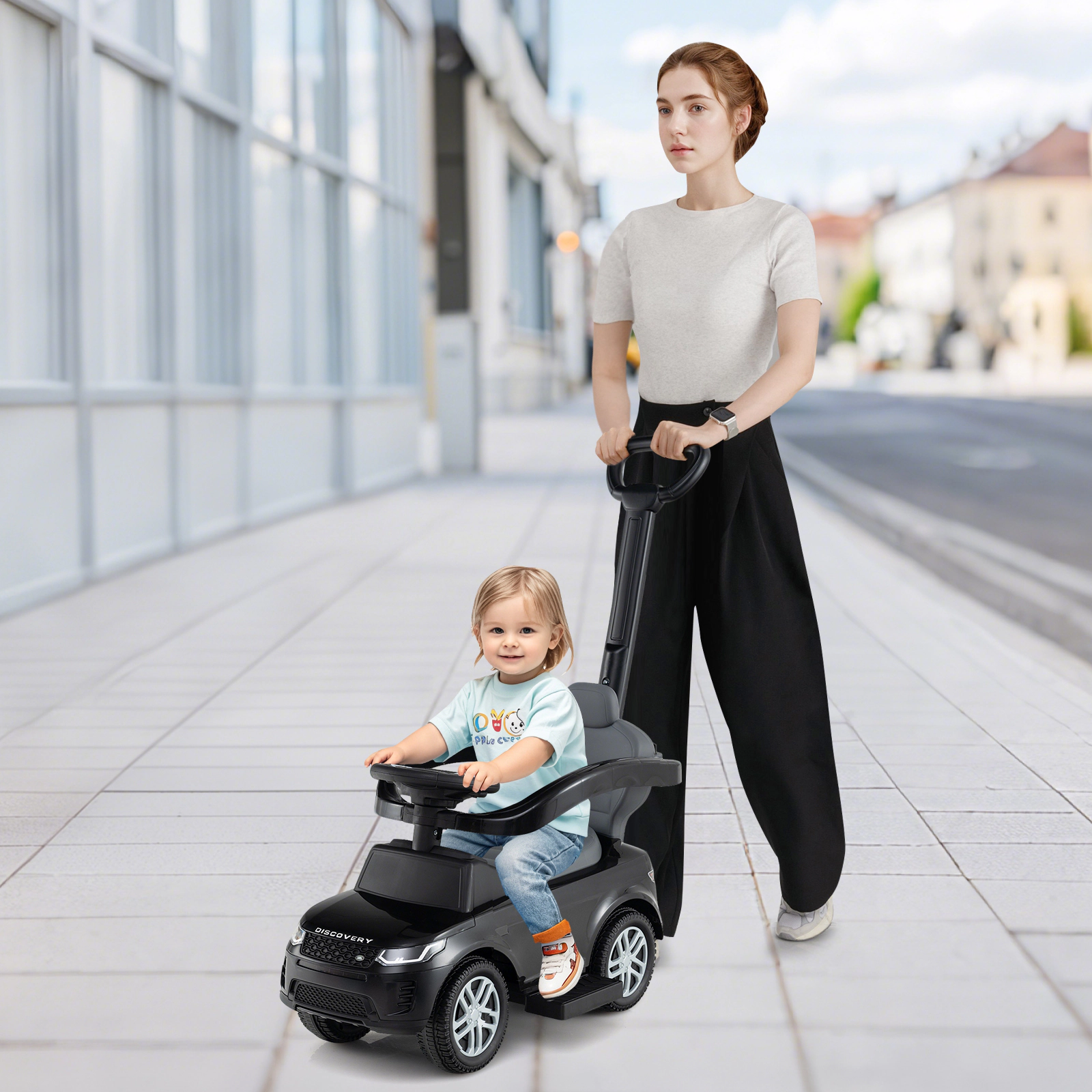 SUGIFT Removable Handle Guardrail and Storage 3 1 Toddler Ride On Push Car