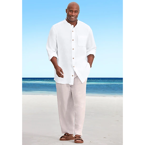 KingSize Men's Big & Tall Gauze Mandarin Collar Shirt - JCPenney