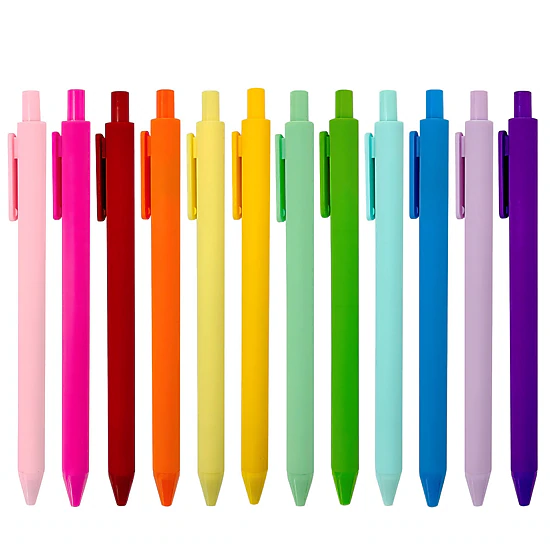 Wrapables Colorful Retractable Ballpoint Pens for Home, Office and Stationery, Set of 12