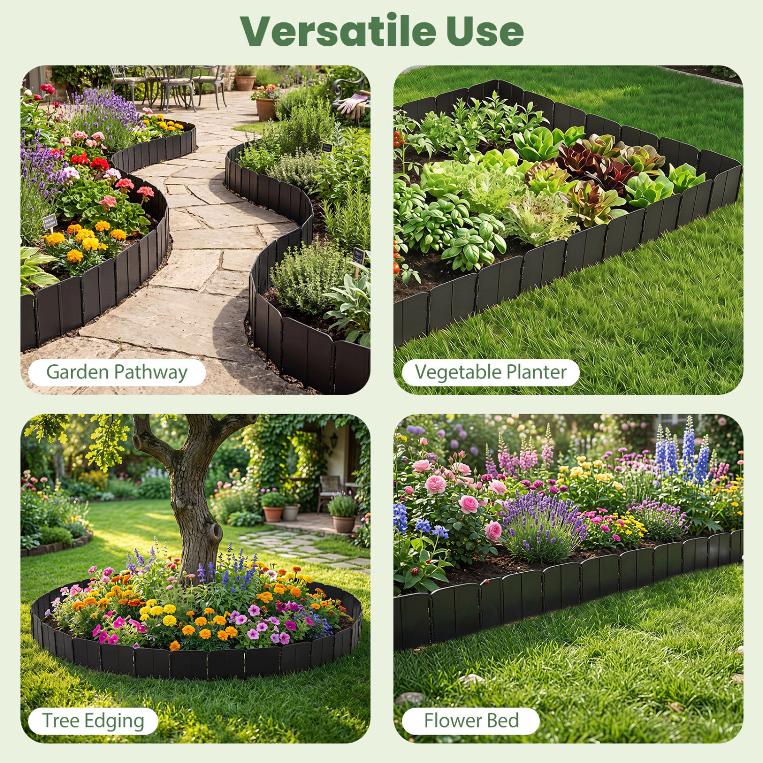 LJG 10.5 FT 70 PCS Garden Edging Borders No Dig Interlocking Design for Flower Beds