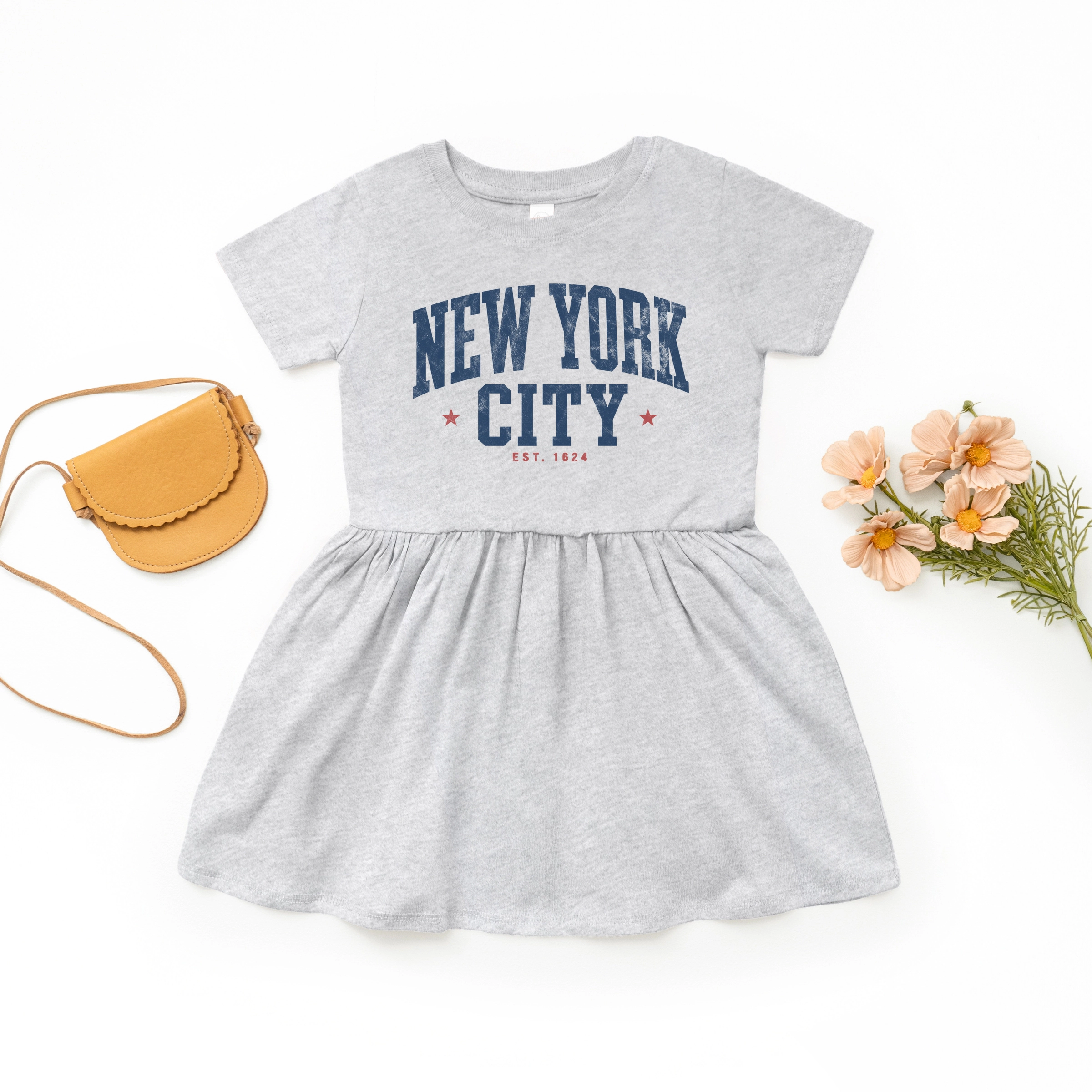The Juniper Shop - Toddler Girl's Graphic Dress New York City Varsity Stars