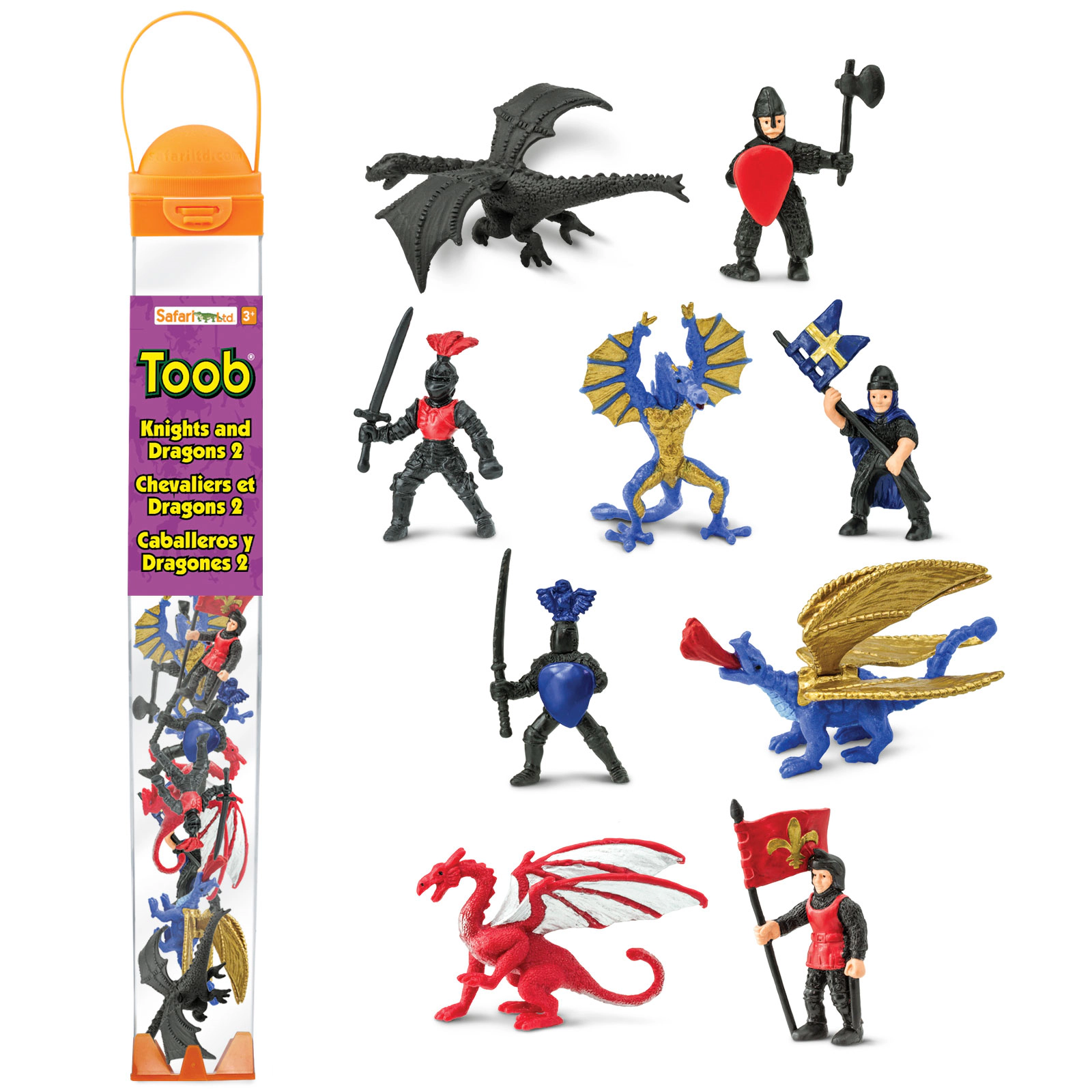 Safari Ltd. - Knights & Dragons 2 TOOB - contains 9 Mini Figurines
