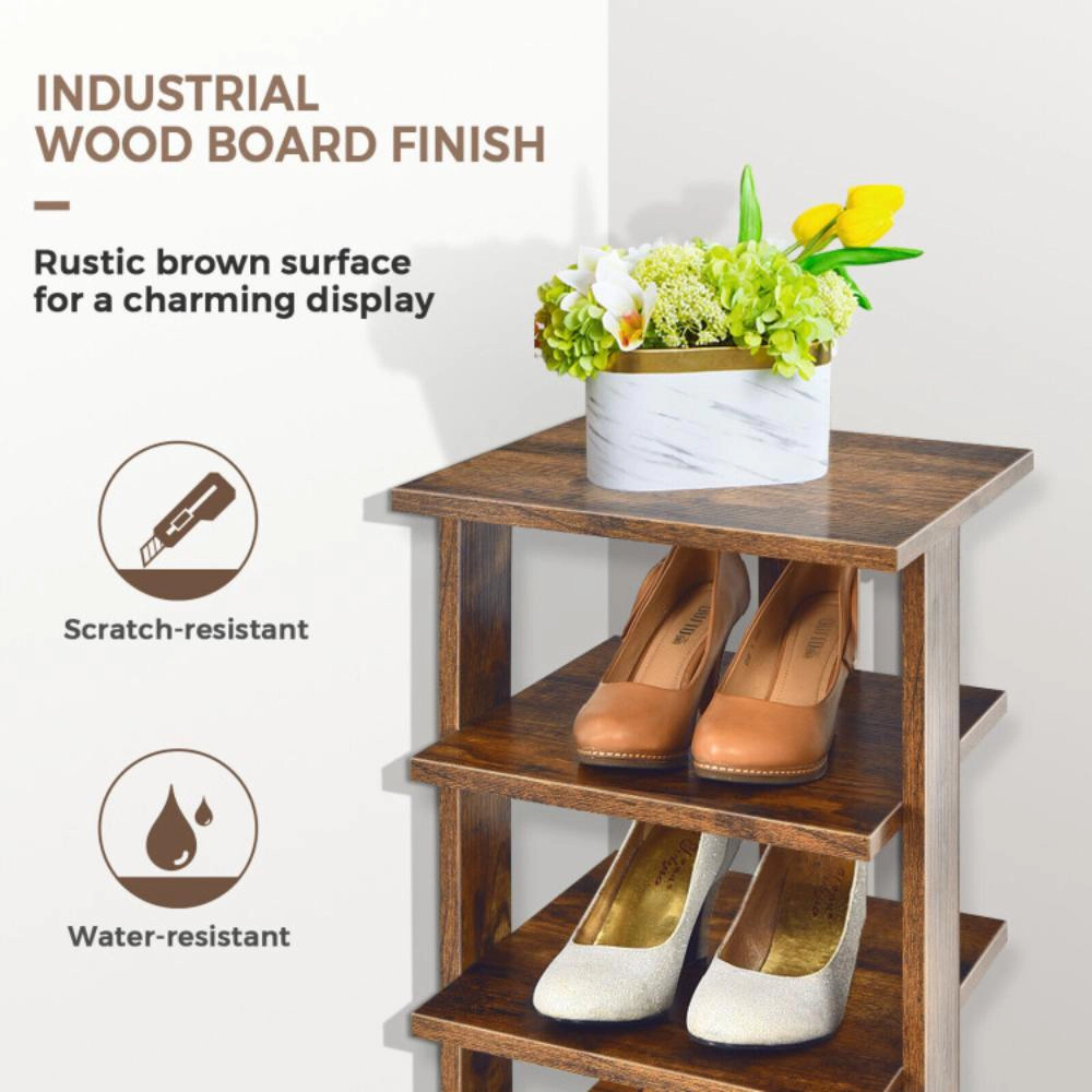 Hivvago 7-Tiers Vertical Wooden Space Saving Shoe Rack for Front Door