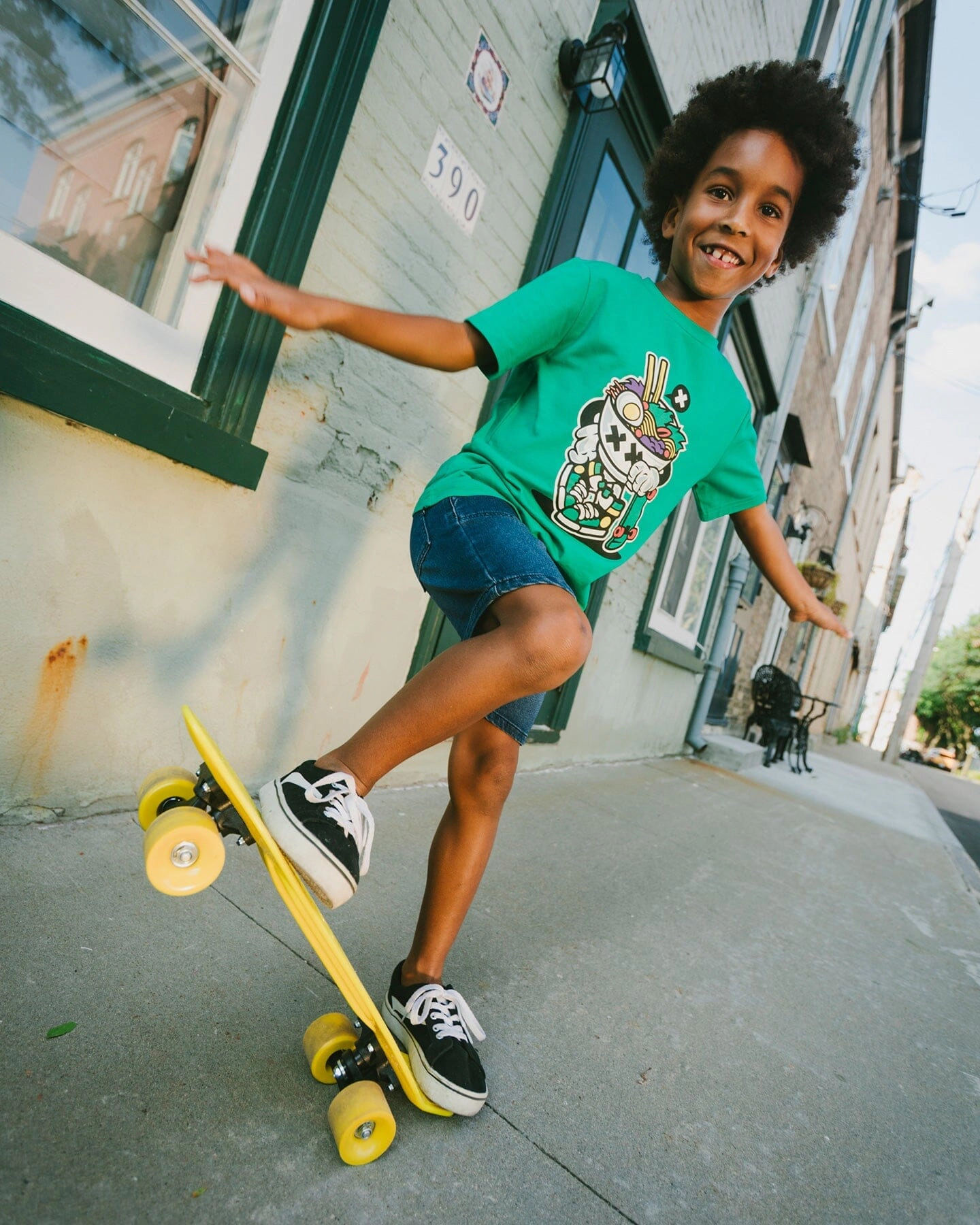 Deux par Boys Organic Cotton Jersey Noodle and Skate Graphic Print T-Shirt