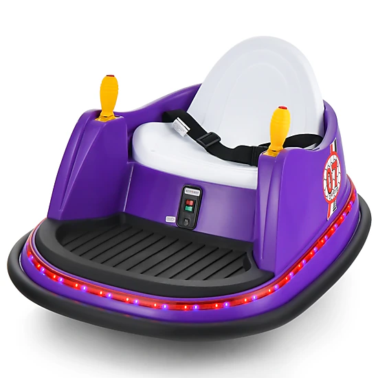 LJG 12V Electric Kids Ride on Bumper Car with Flashing Lights for Toddlers