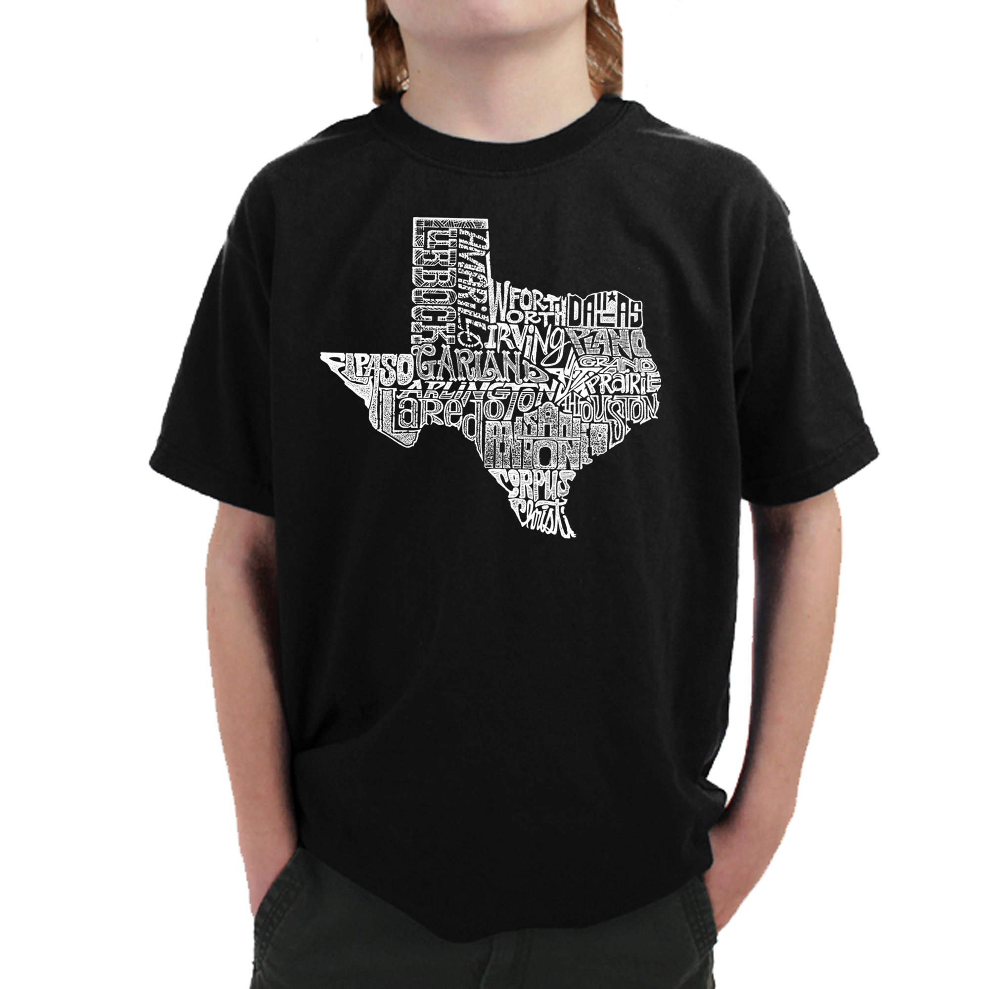 LA Pop Art Boy's Word T-Shirt - The Great State of Texas