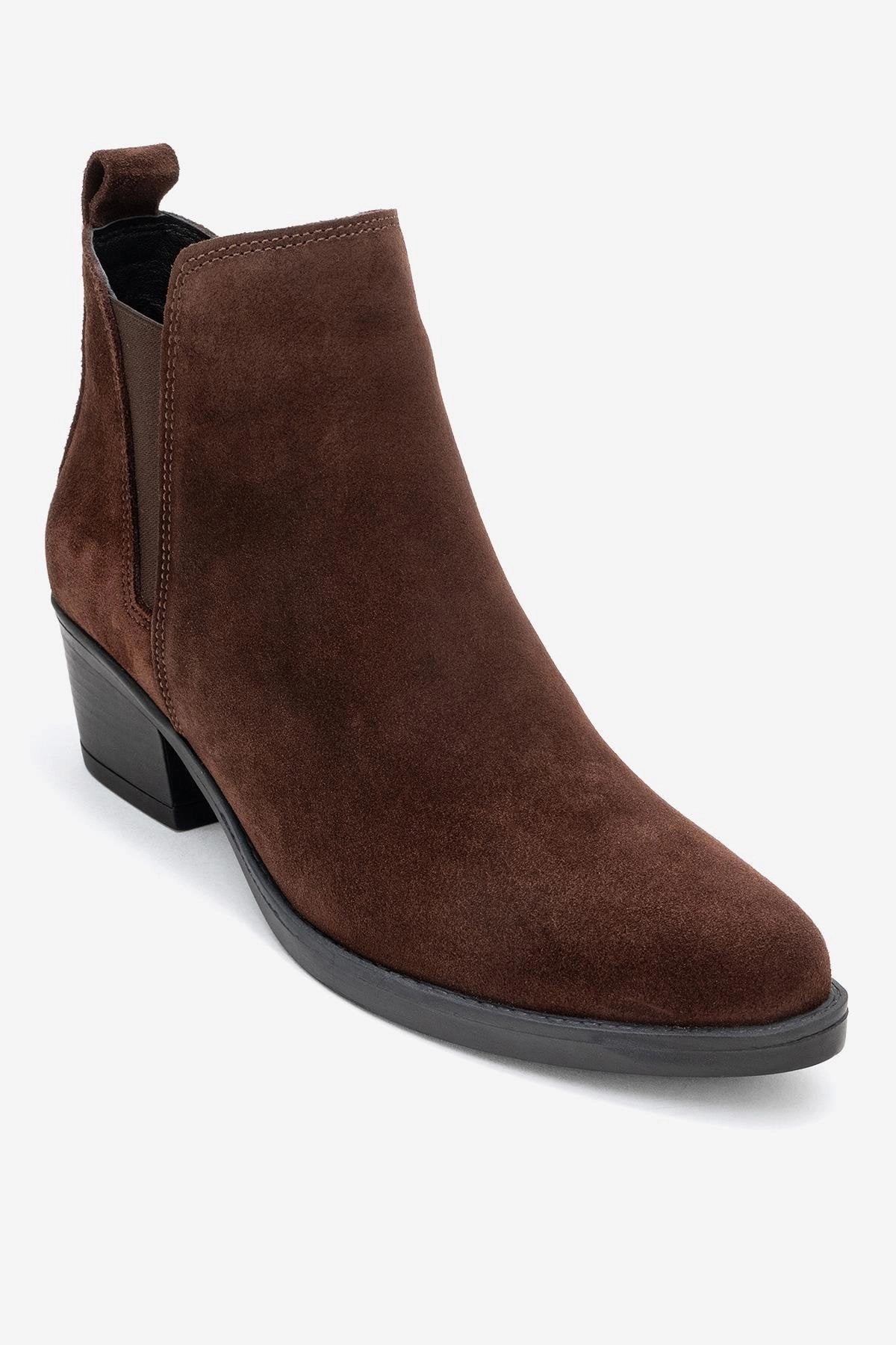 Forever & Always Womens Dovena Leather Block Heel Ankle Boots