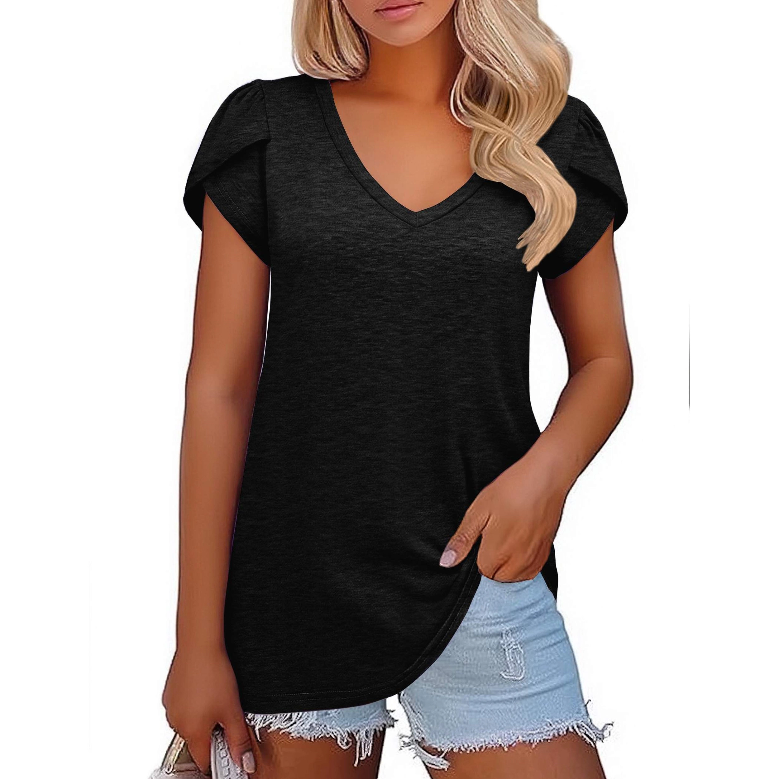 Zeagoo Women's Plus Size Short Sleeve Crewneck Loose Tunic Blouse