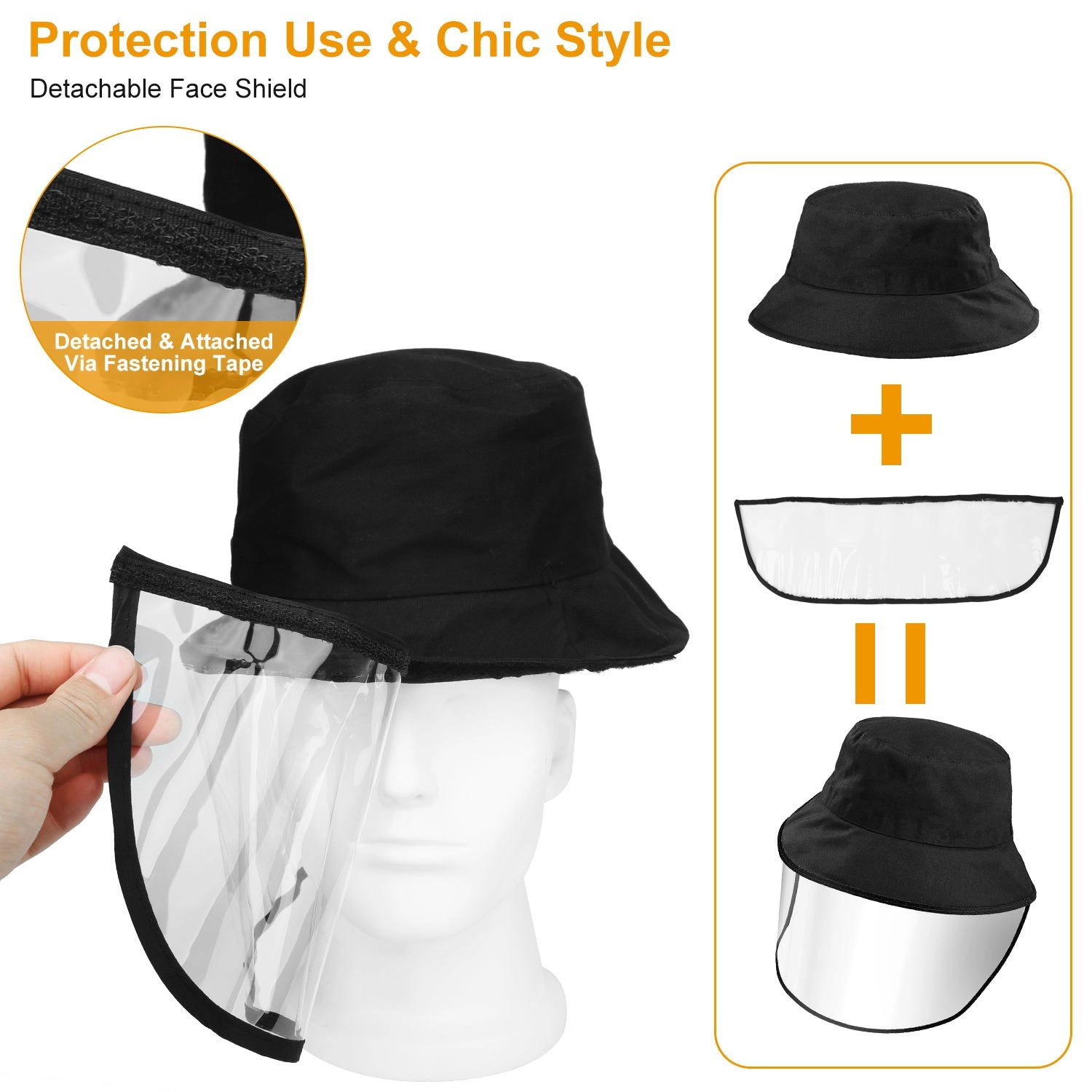 GBruno Protective Face Shield Bucket Hat With Sun Cover