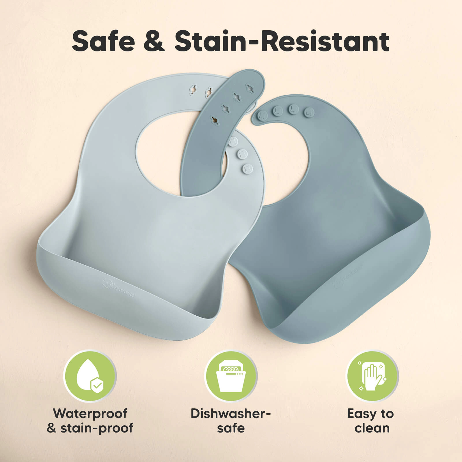 KeaBabies 2-Pack Prep Silicone Bibs for BLW Boys, Girls