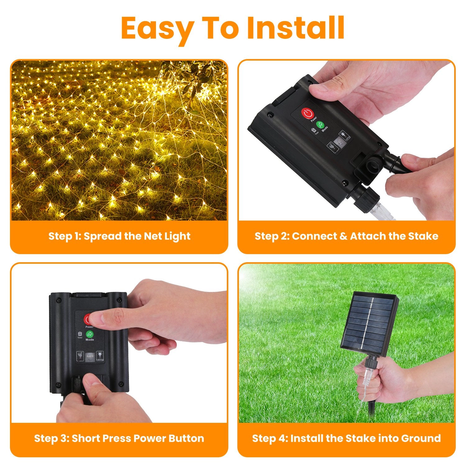 GBruno Solar 192LED Net Lights With Remote Timer