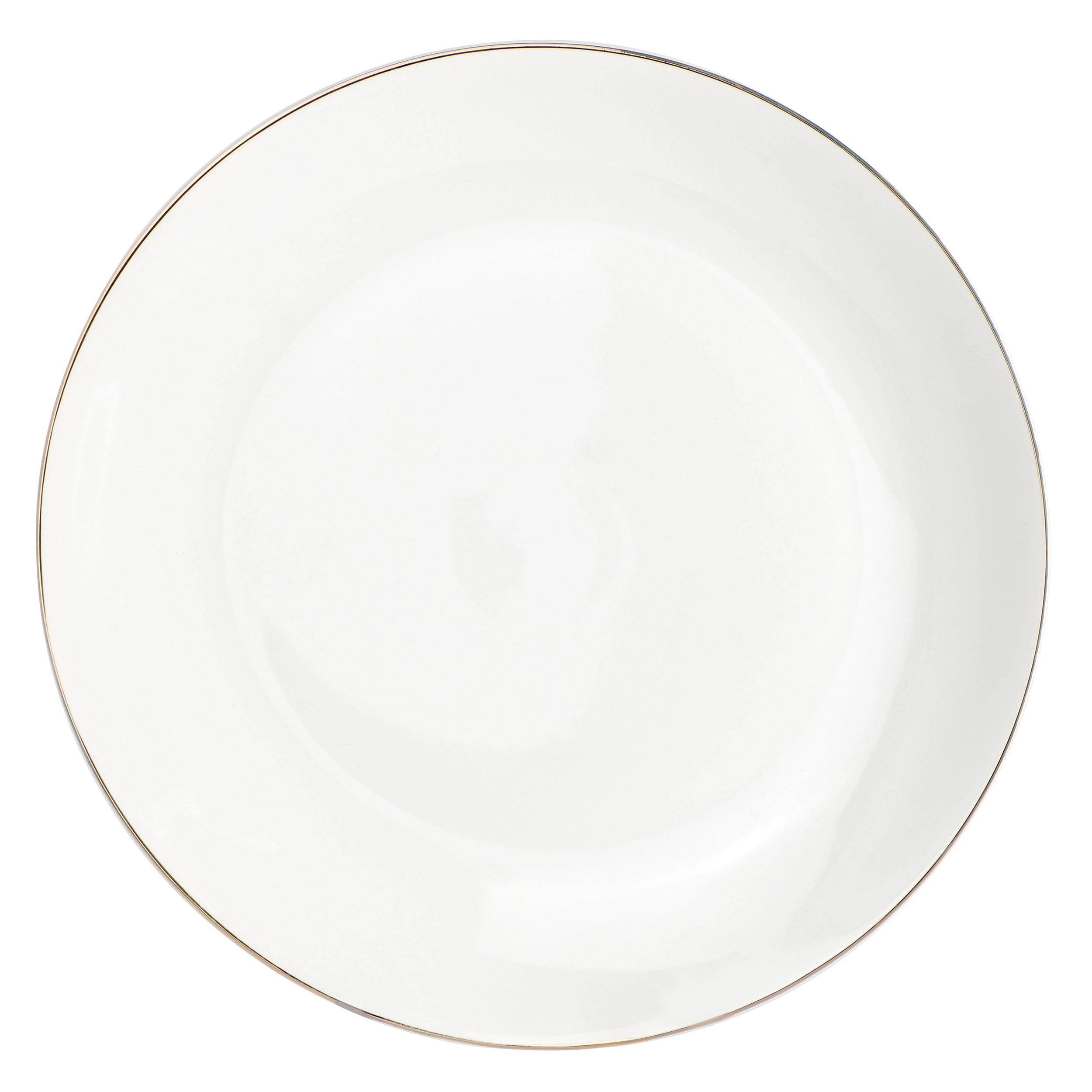 Gibson Home Ogalla 4 Piece Fine Ceramic 10.5 Inch Dinner Plate Set in White with Gold Rim