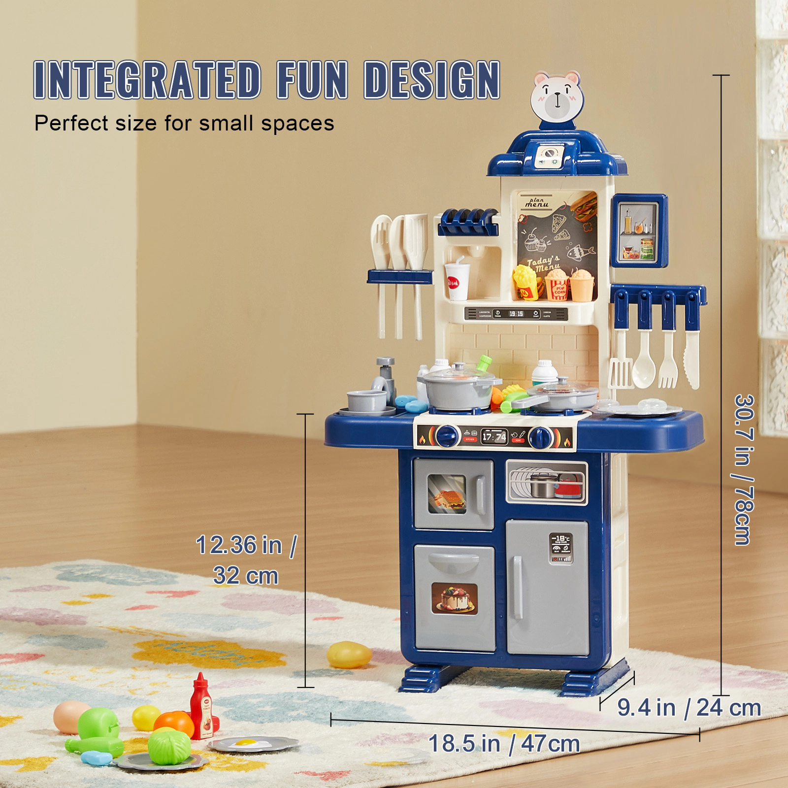 HONGGE Kitchen Toddler with Sounds and Lights Play Set for Toddlers