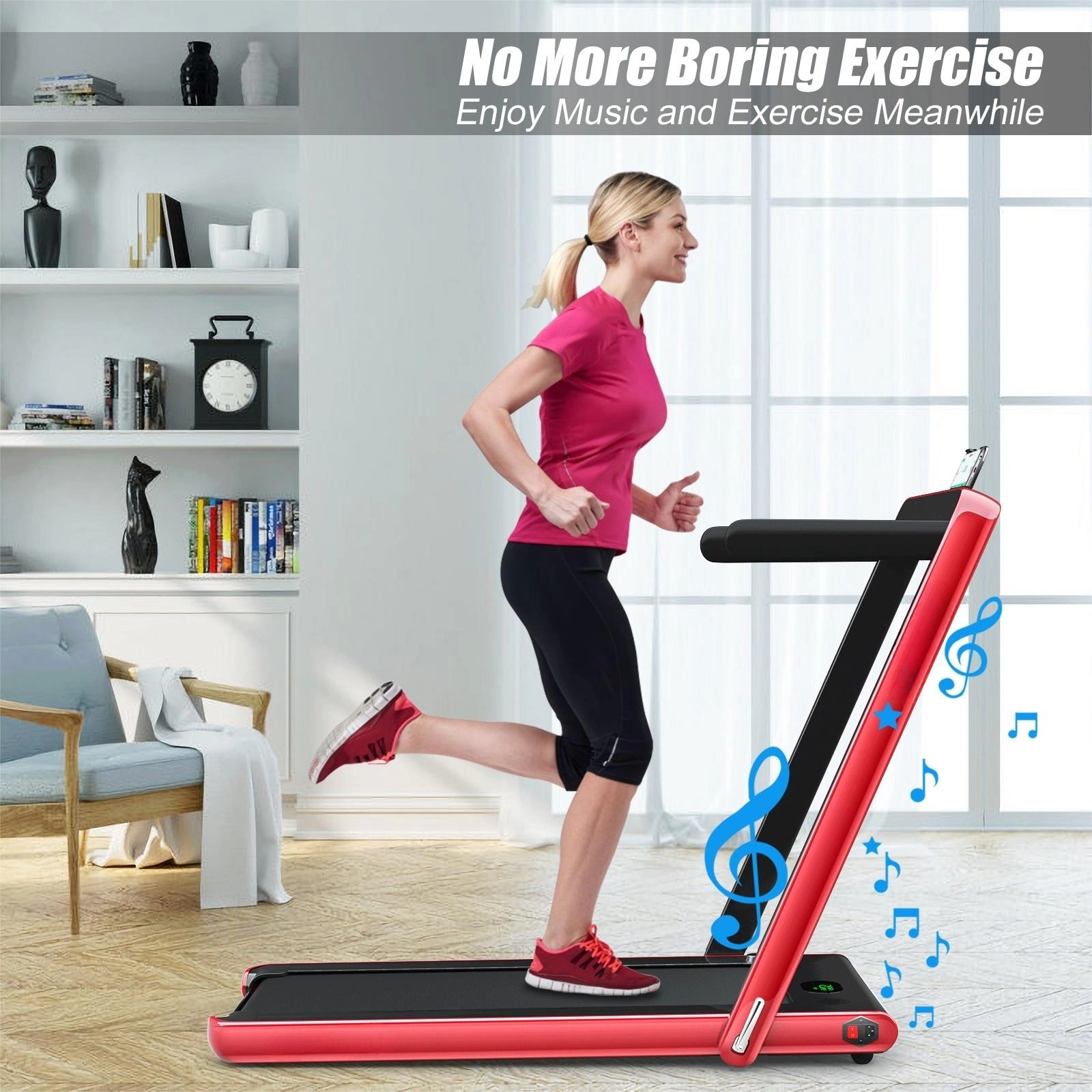 SUGIFT 2-in-1 2.25-HP 265-lb Capacity Folding Treadmill with Foldable Handrail APP Control and Speaker