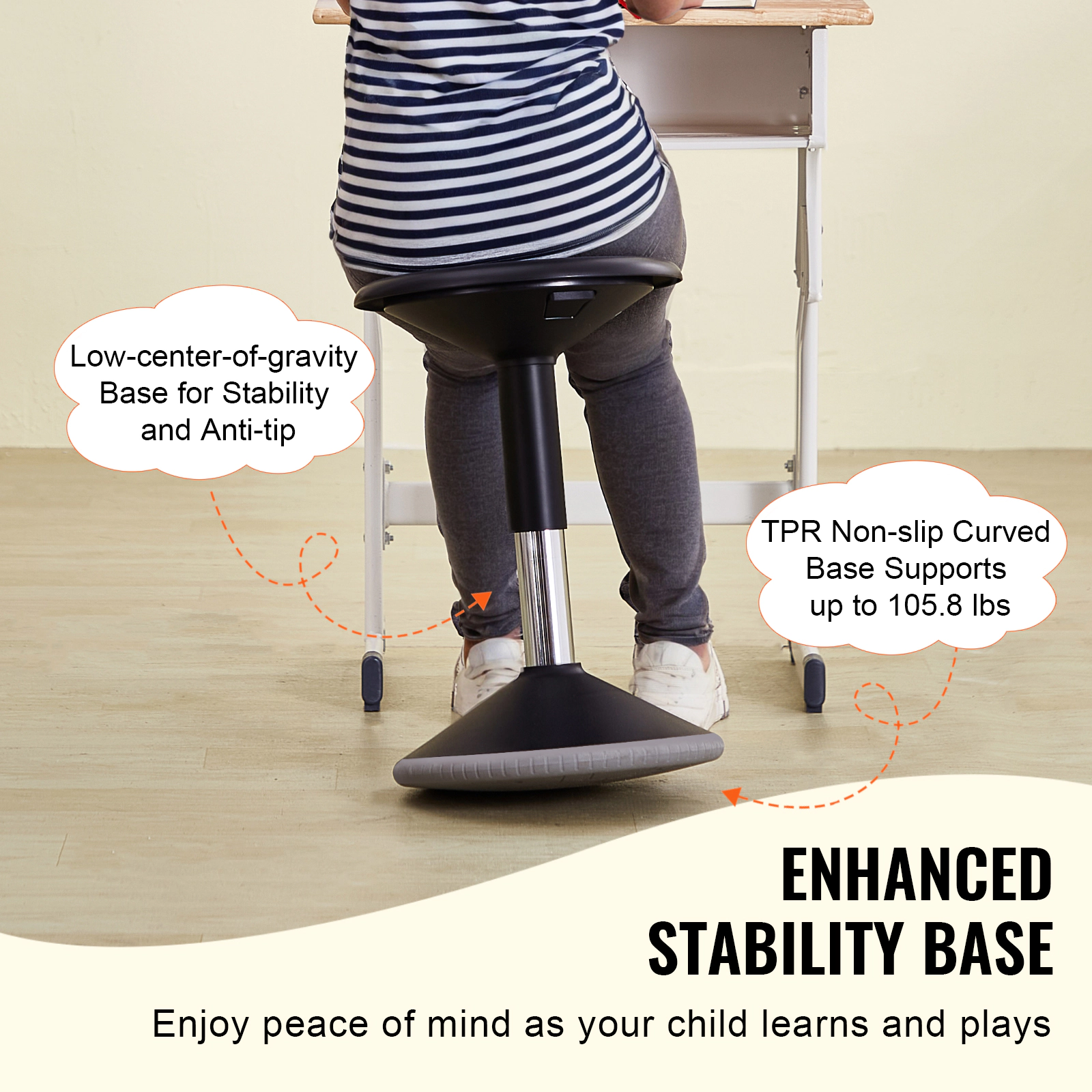 HONGGE Kids Wobble Chair Active Chair with Sponge Cushion Wobble Stool Improves Focus Posture and Calm Children Ideal