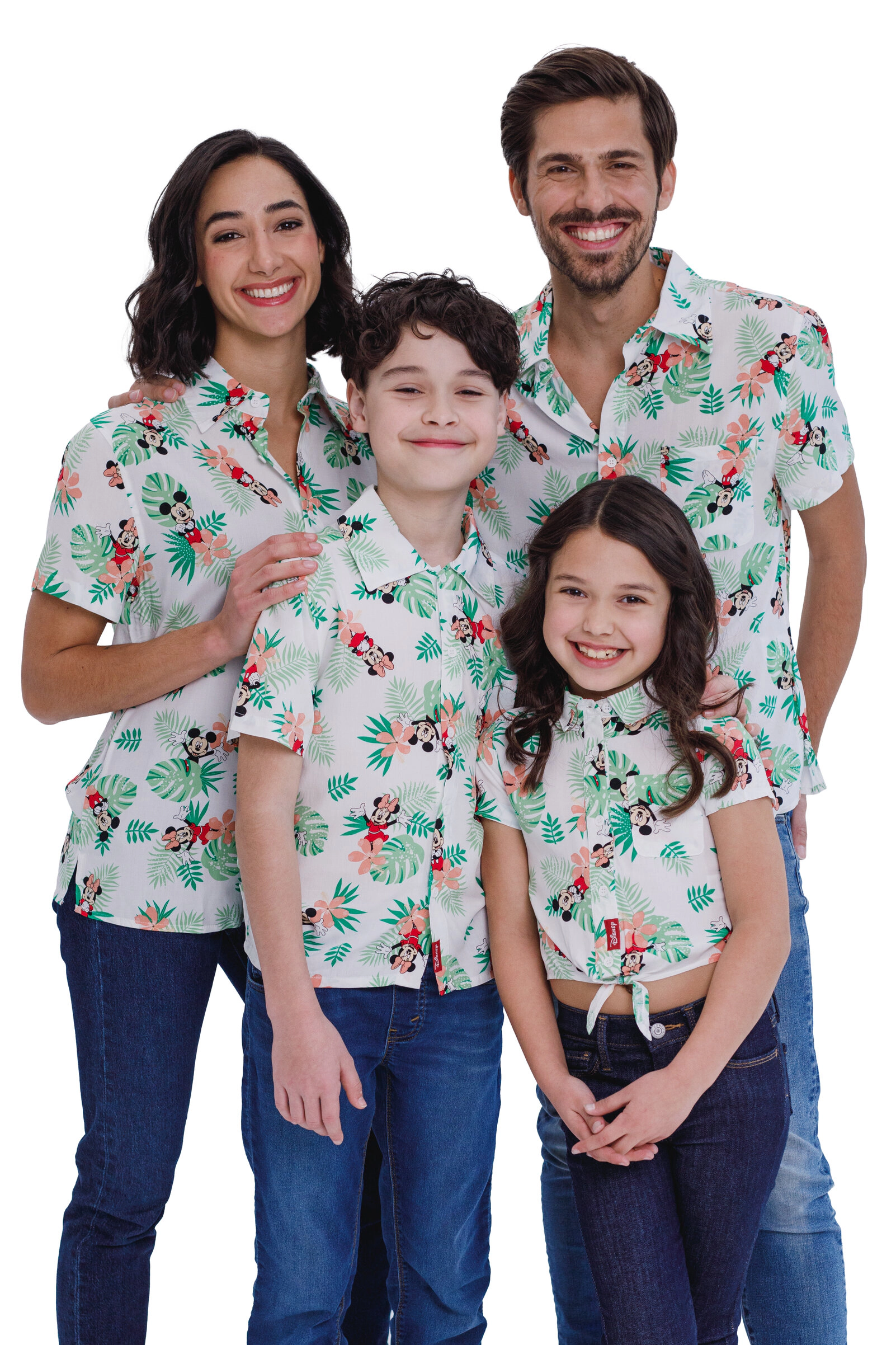 Disney Mickey Mouse & Friends Matching Family Tropical Button Down Shirt and Strappy Dress