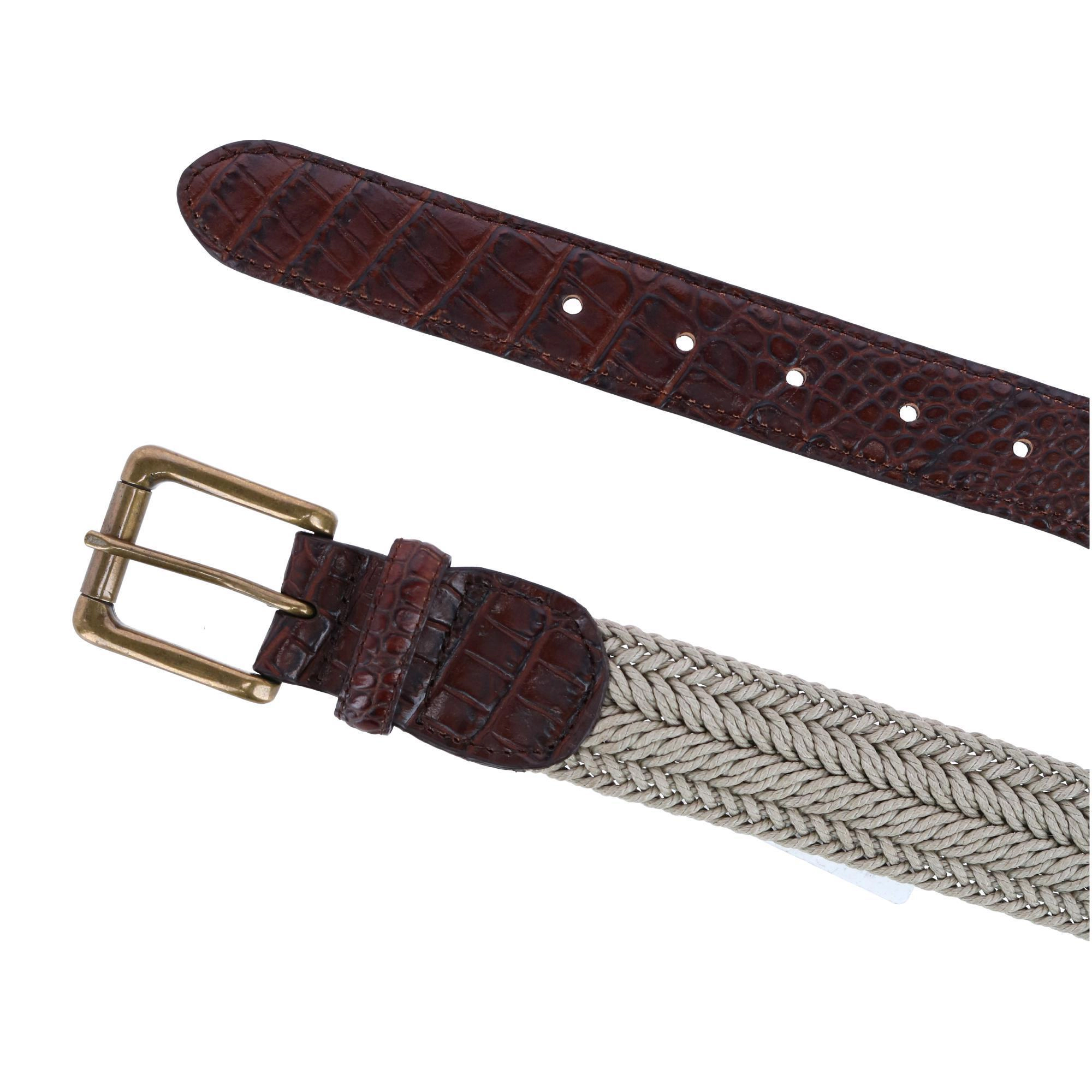 Toneka Waxed Braided Belt with Croc Print Ends