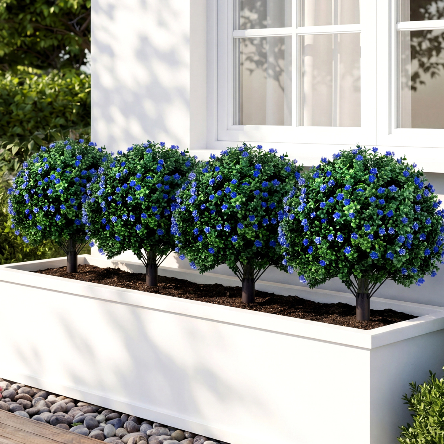 Slickblue Artificial Floral Topiary Ball Tree Set of 2 Purple Outdoor Greenery Decor