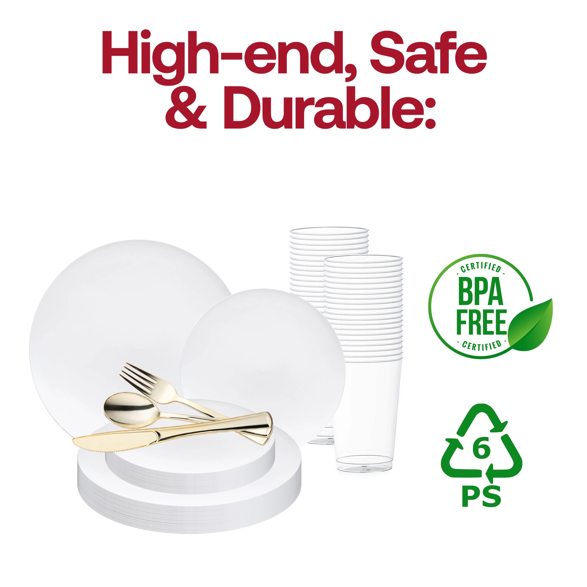Smarty Had A Party Solid White Organic Round Disposable Plastic Wedding Value Set