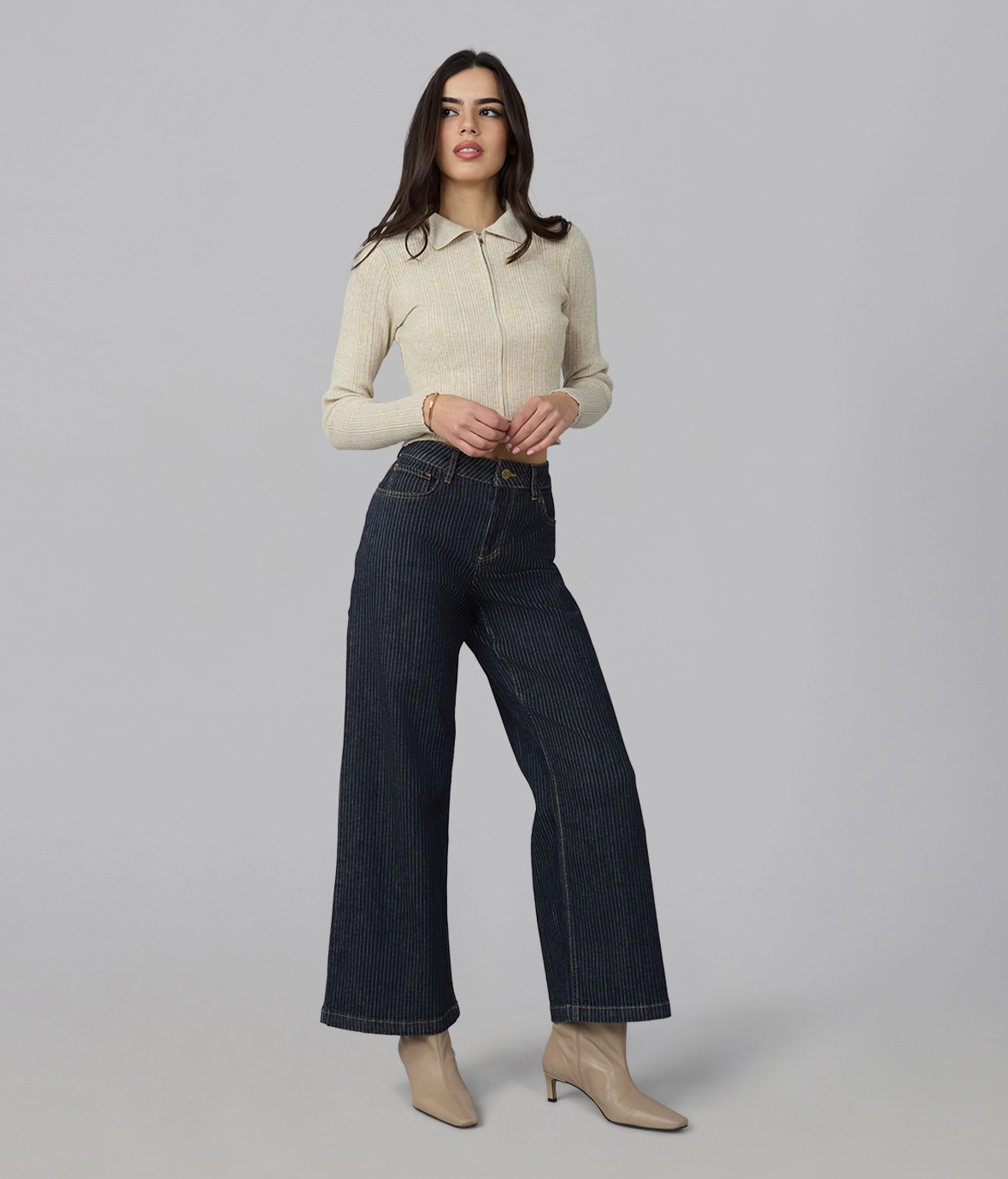 Lola Denim Womens Colette High Rise Wide Leg Jeans