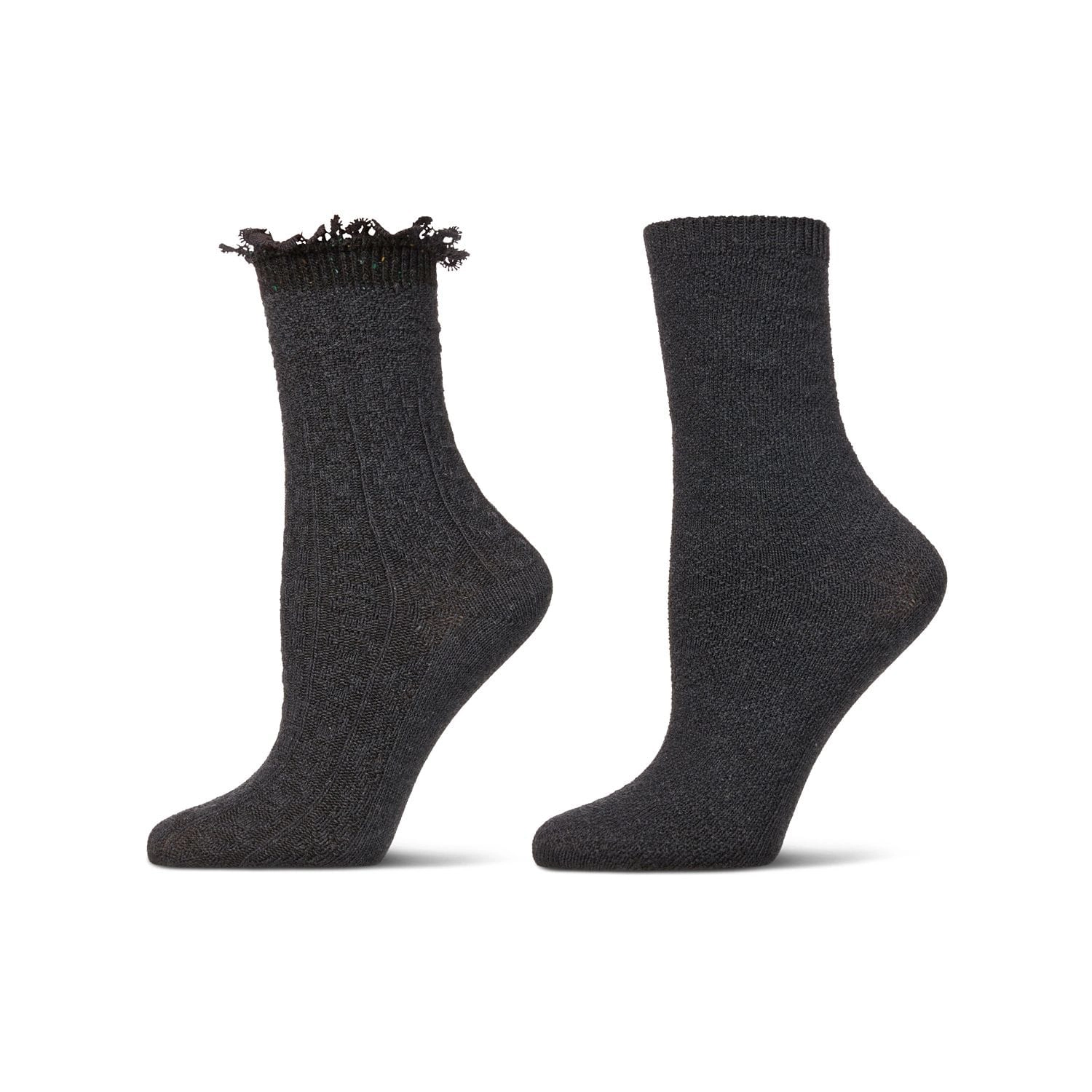 MeMoi 2 Pair Women's Combed Cotton-Rich Crew Socks