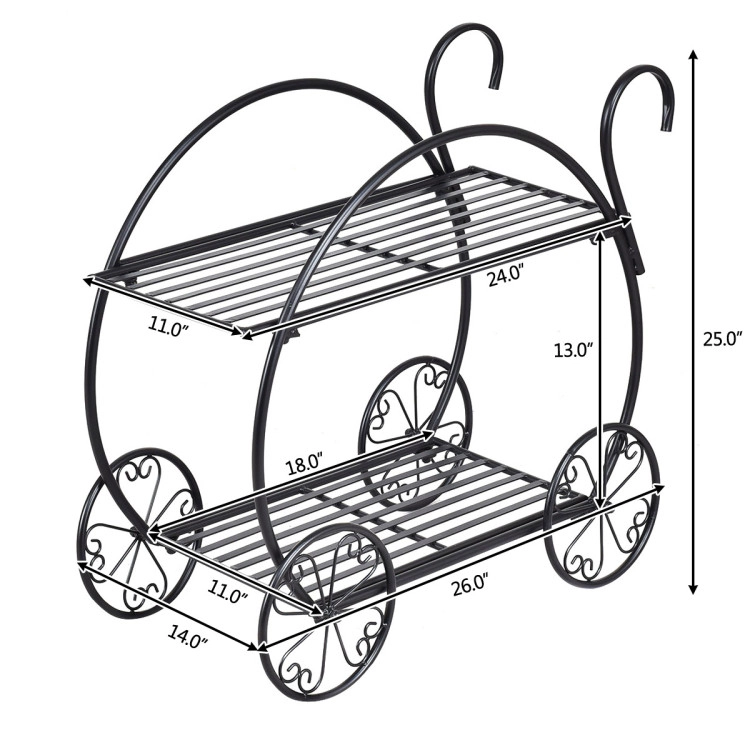 Hivvago Heavy Duty Metal Flower Cart Plant Stand
