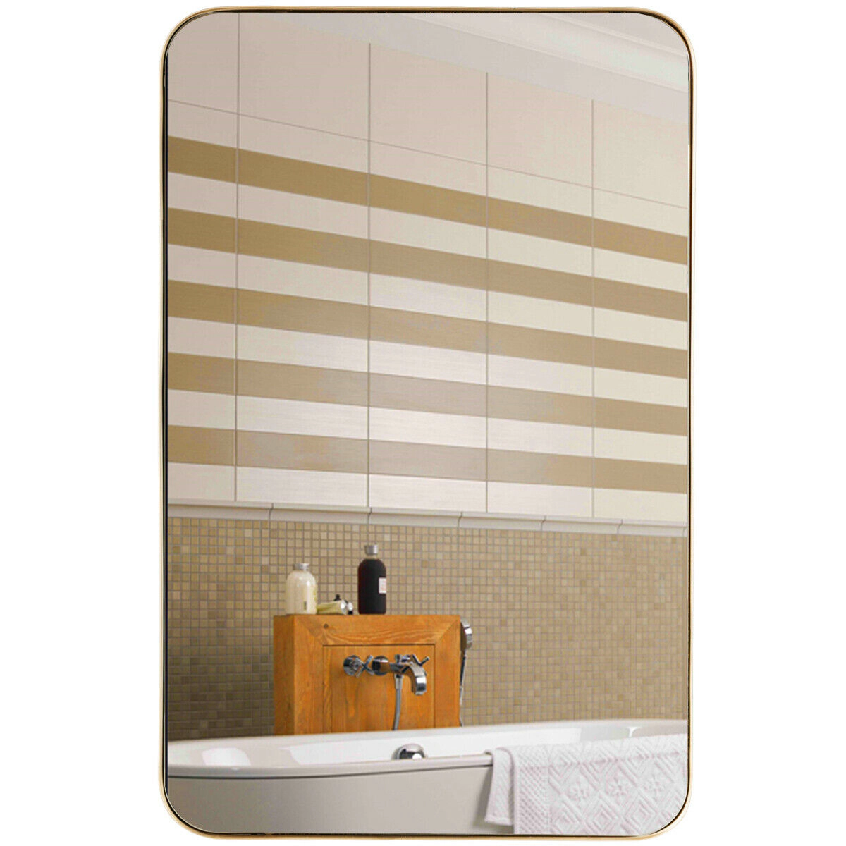 Slickblue 32 x 20 Inch Wall Mounted Bathroom Rectangle Mirror Metal Frame Vanity Wall Mirror