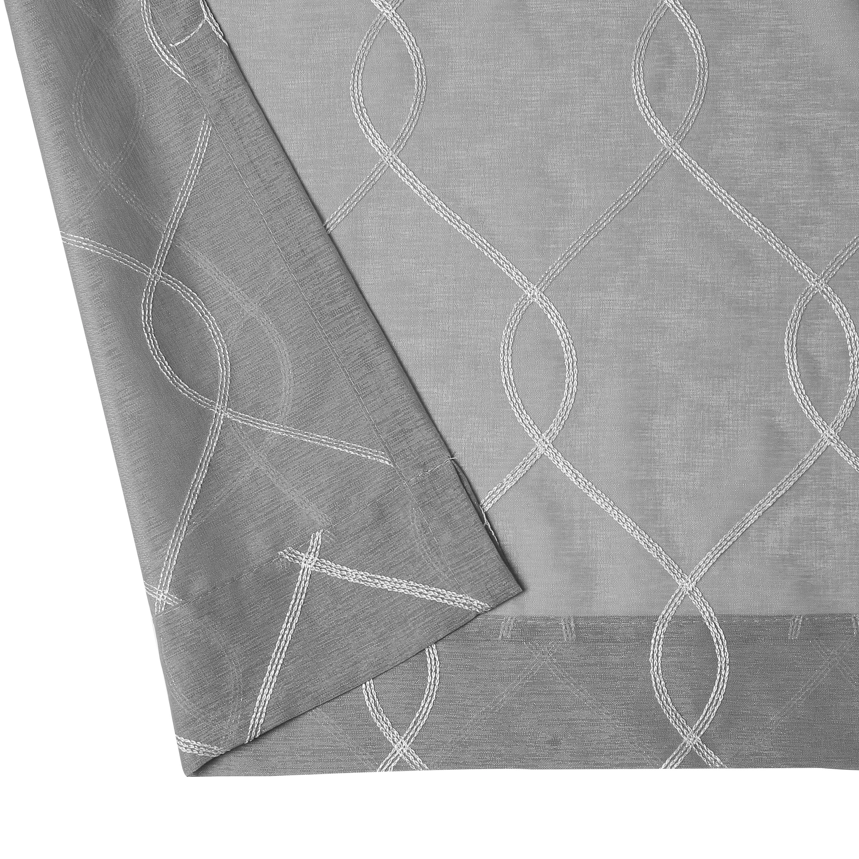 Kate Aurora 2 Piece Clarabelle Embroidered Lattice Matte Sheer Grommet Top Curtain Panels - 84 In. Long