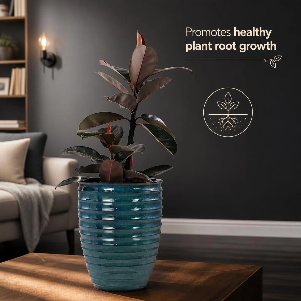 WOW PIONEER Large Round Ceramic Standing Planter Pot for Flowers Herbs Shrubs Outdoor Indoor