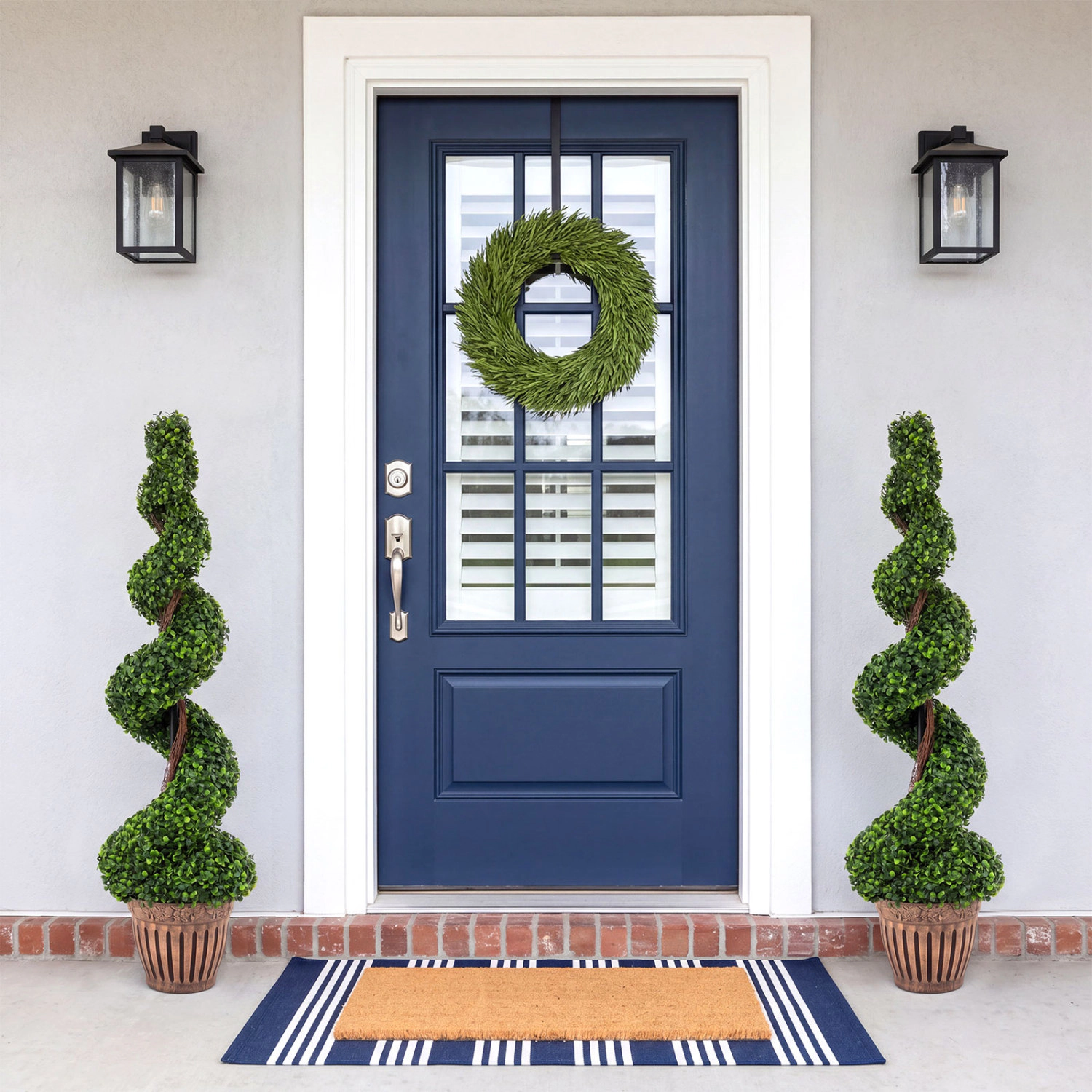 Slickblue  Set of 2 Artificial Floor Plant Green PVC Leaves Wood Look Trunk Entryway Patio Decor