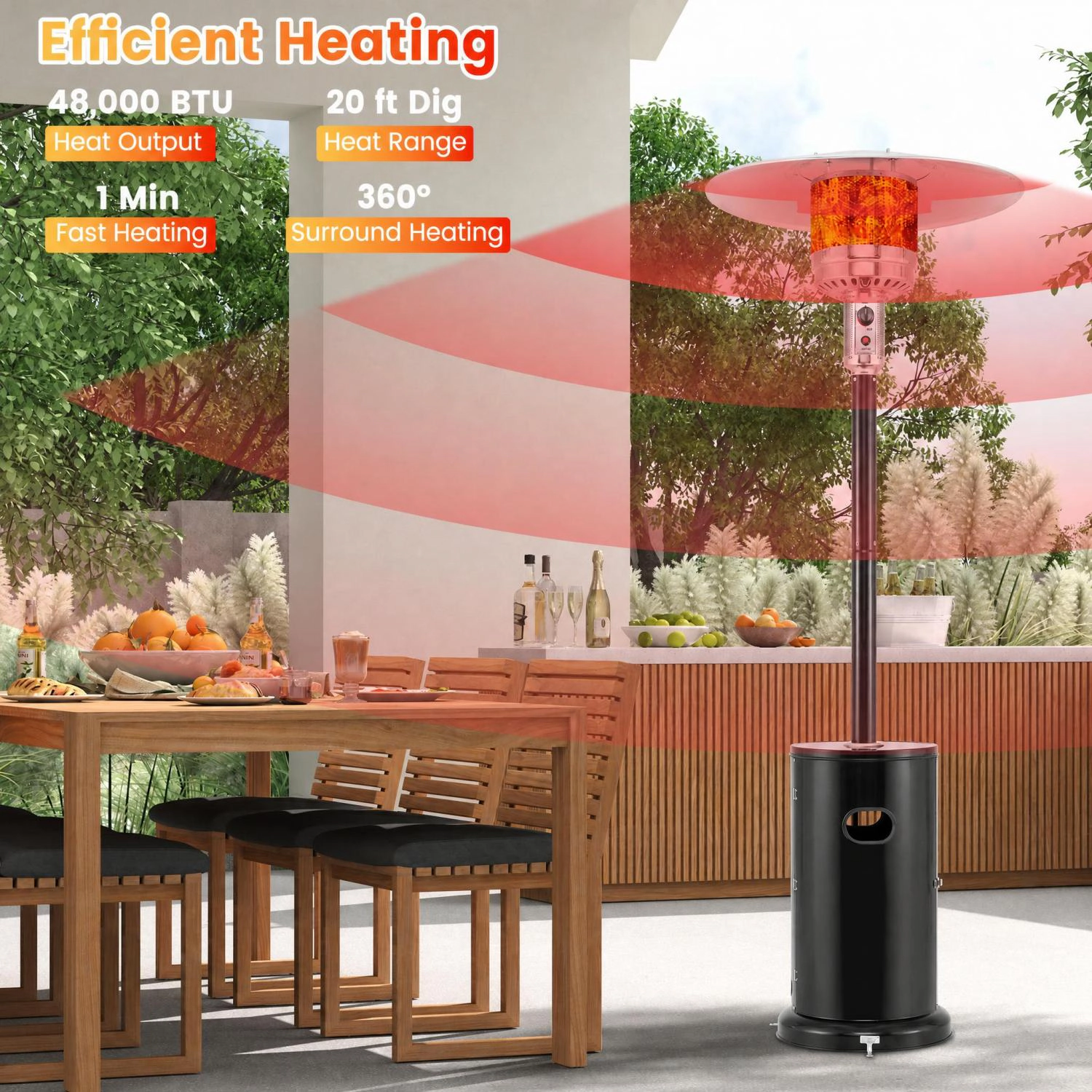 LJG 50000 BTU Propane Patio Heater with Round Table Design