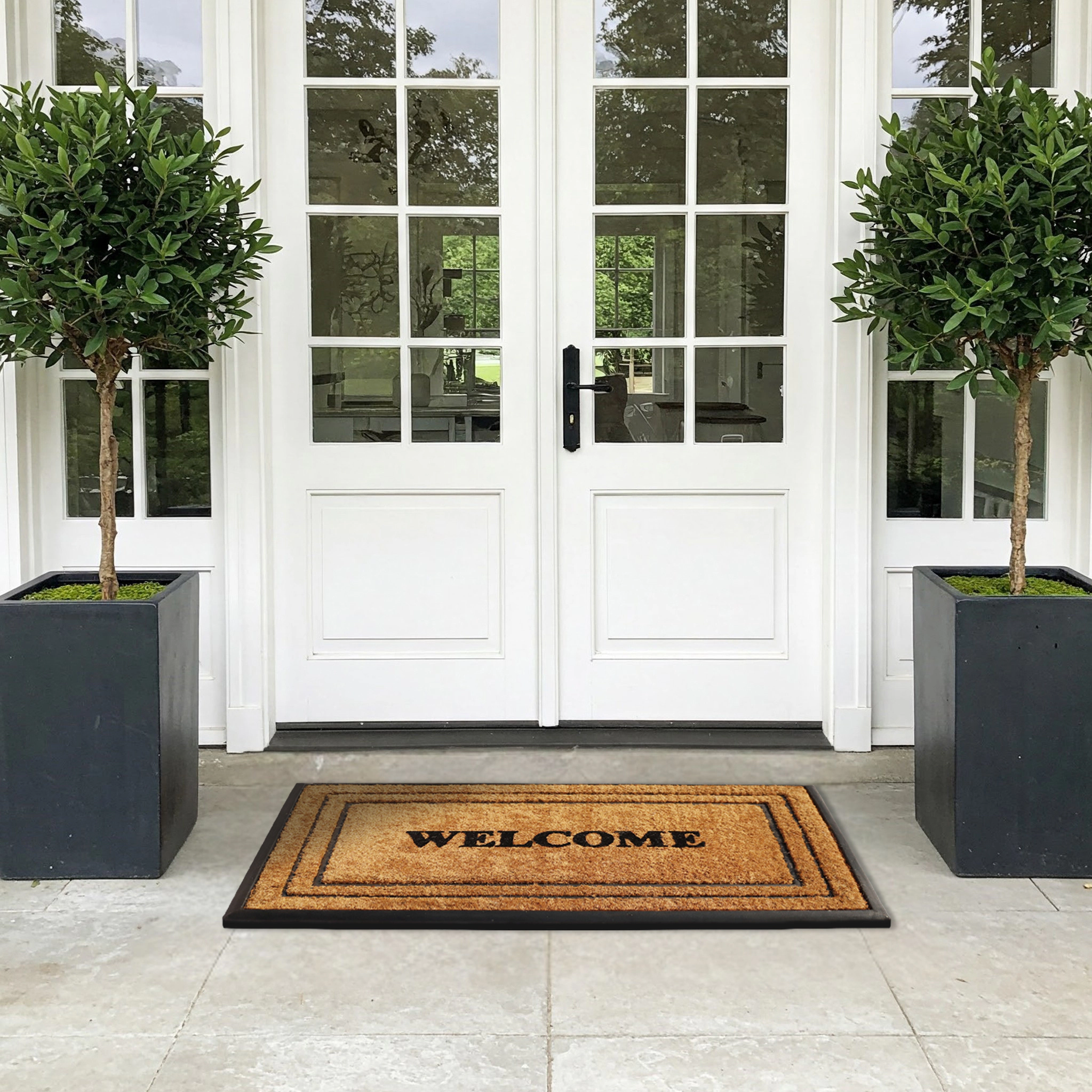 A1 Home Collections Natural Coir & Rubber Welcome Door Mat Heavy Duty Dirt Trapping Outdoor Front Door Mat 24 x 39 In