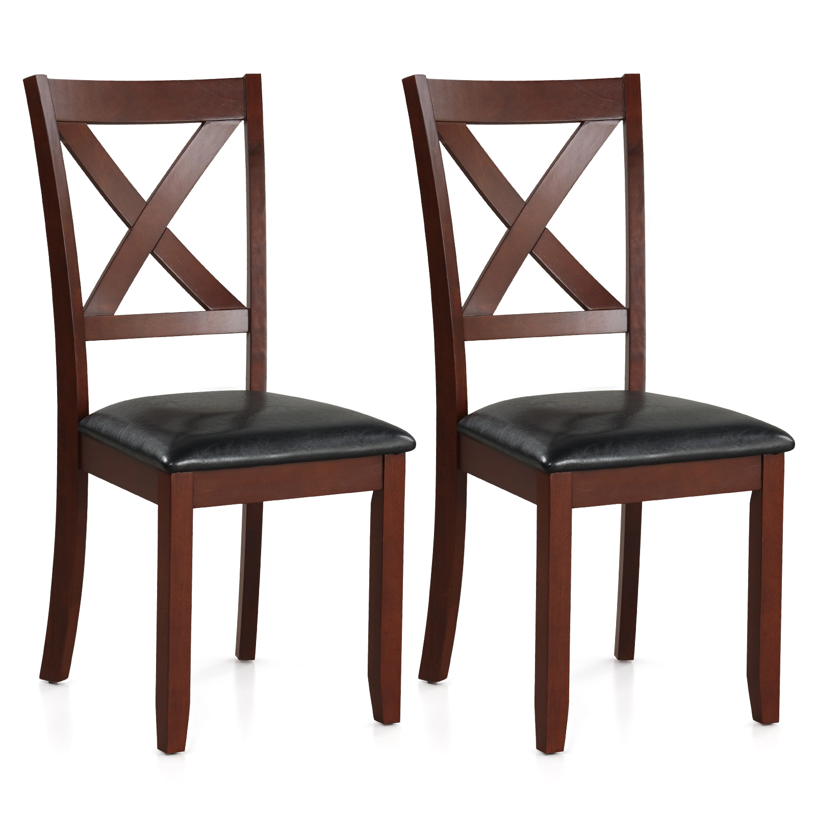 SUGIFT Set of 2 Wooden Kitchen Dining Chairs with Padded Seat and Rubber Wood Legs 355-lb Capacity Brown and Black