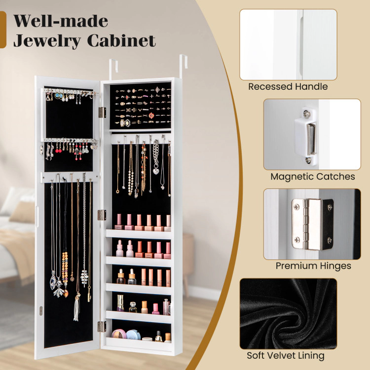 Hivvago Wall Mounted Jewelry Cabinet with Mirror