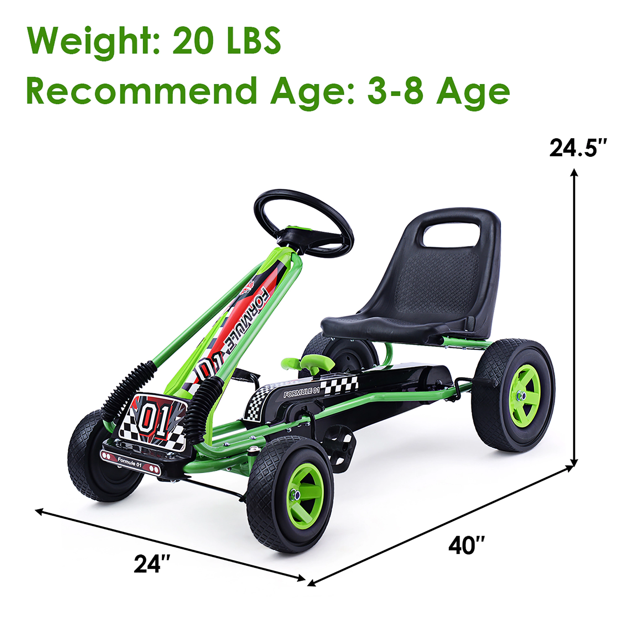 Costway 4 Wheels Kids Ride On Pedal Powered Bike Go Kart Racer Car Outdoor Play Toy