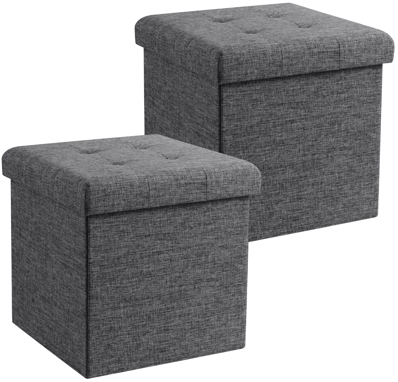 Ornavo Home 2 Pack - 15" Collapsible Square Cube Storage Ottoman, Perfect for Dorms, Livingroom and Bedroom