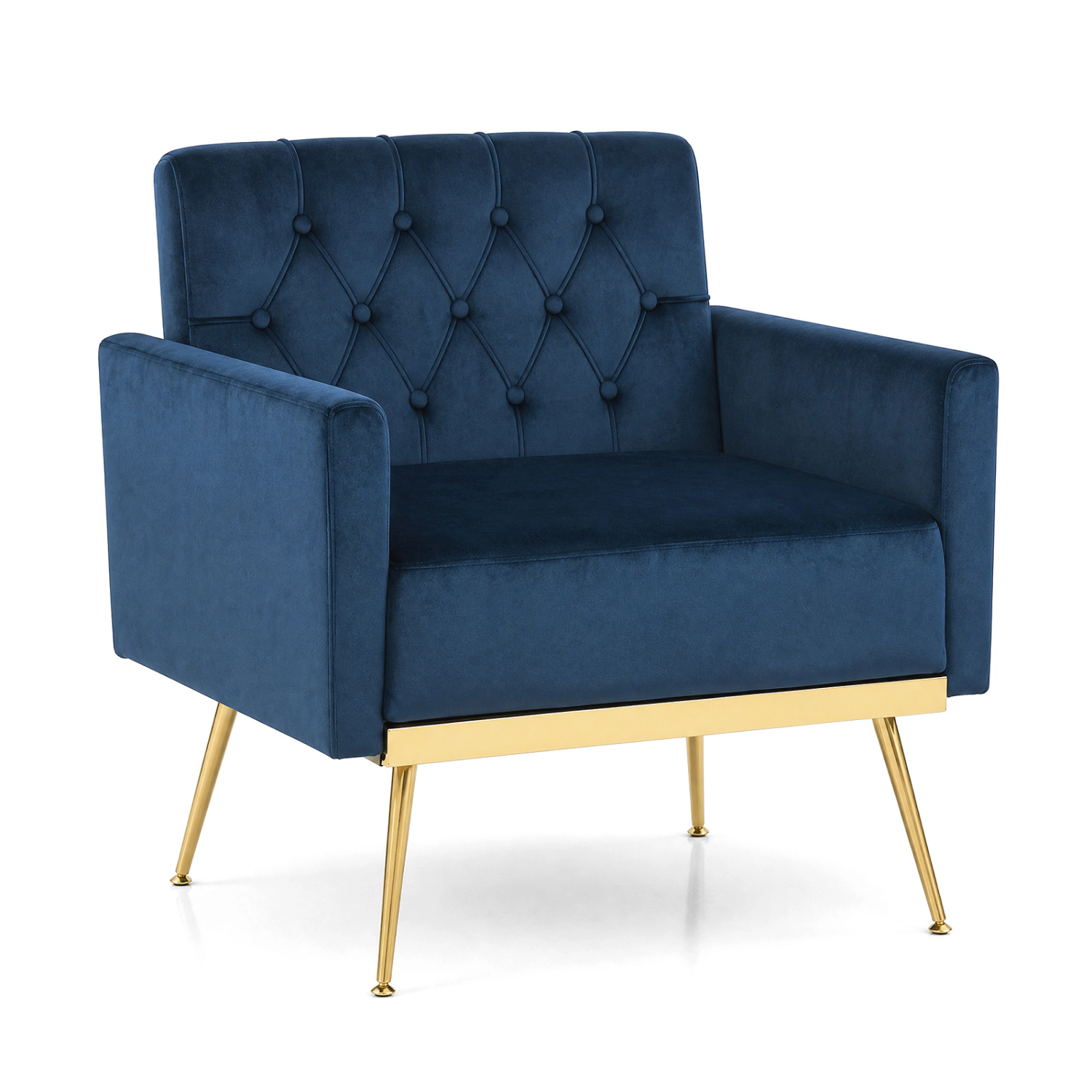 LJG Modern Velvet Upholstered Accent Chair with Button-Tufted Back and Adjustable Feet