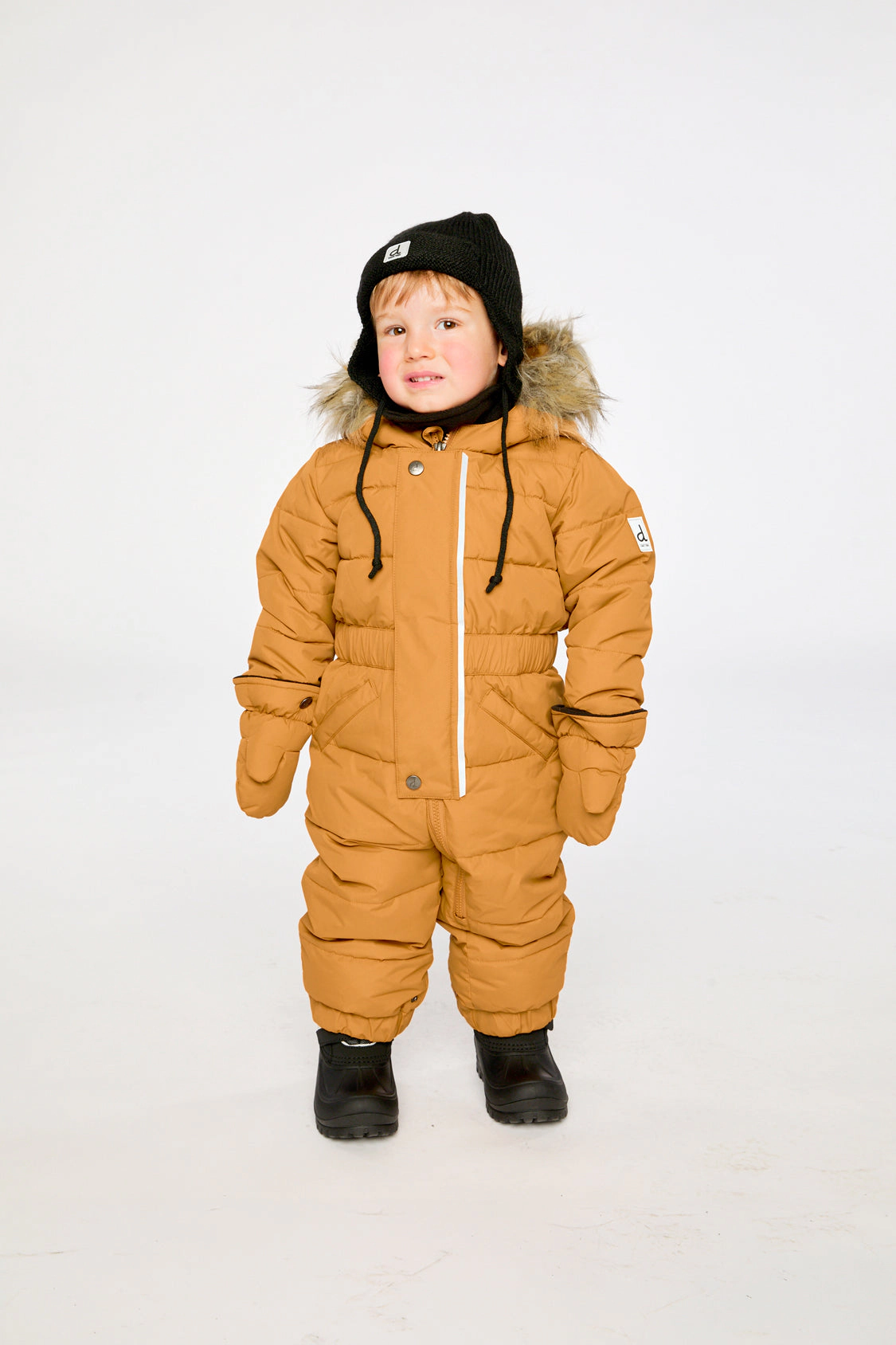 Deux par Unisex Original One Piece Puffy Snowsuit with Removable Mittens and Boots