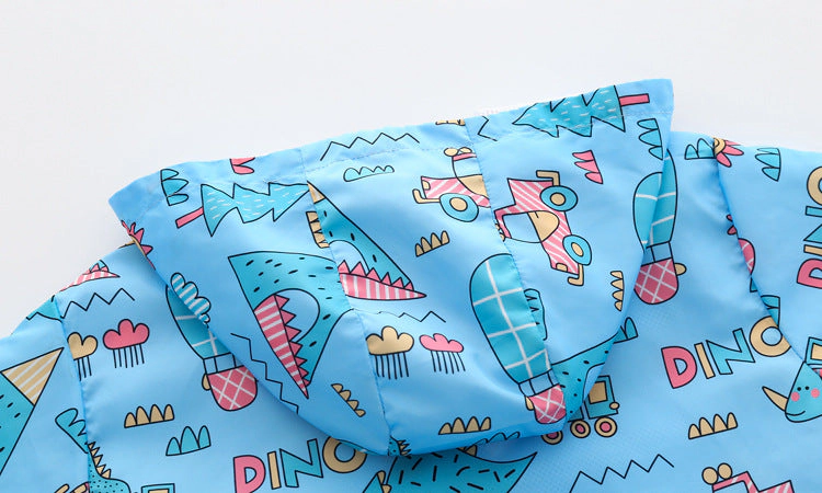MyKids-USA Baby Boy Cartoon Pattern Zipper Front Design Mesh Cloth Jacket Coat