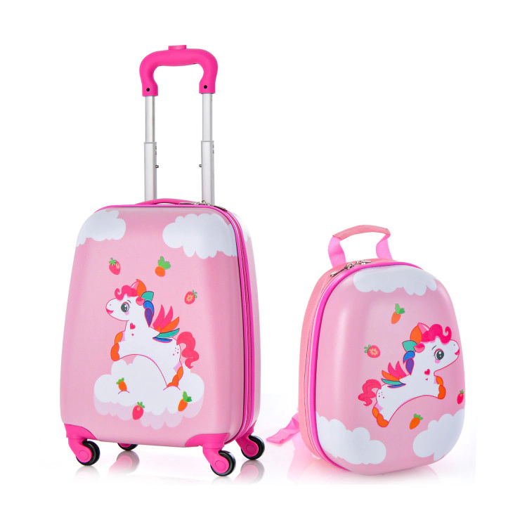 Hivvago 2 Pieces Kids Carry-on Luggage Set with 12 Inch Backpack