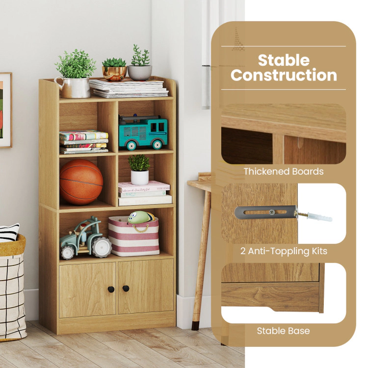 Hivvago 4 Tiers Bookshelf with Cubes Display Shelf and 2 Doors