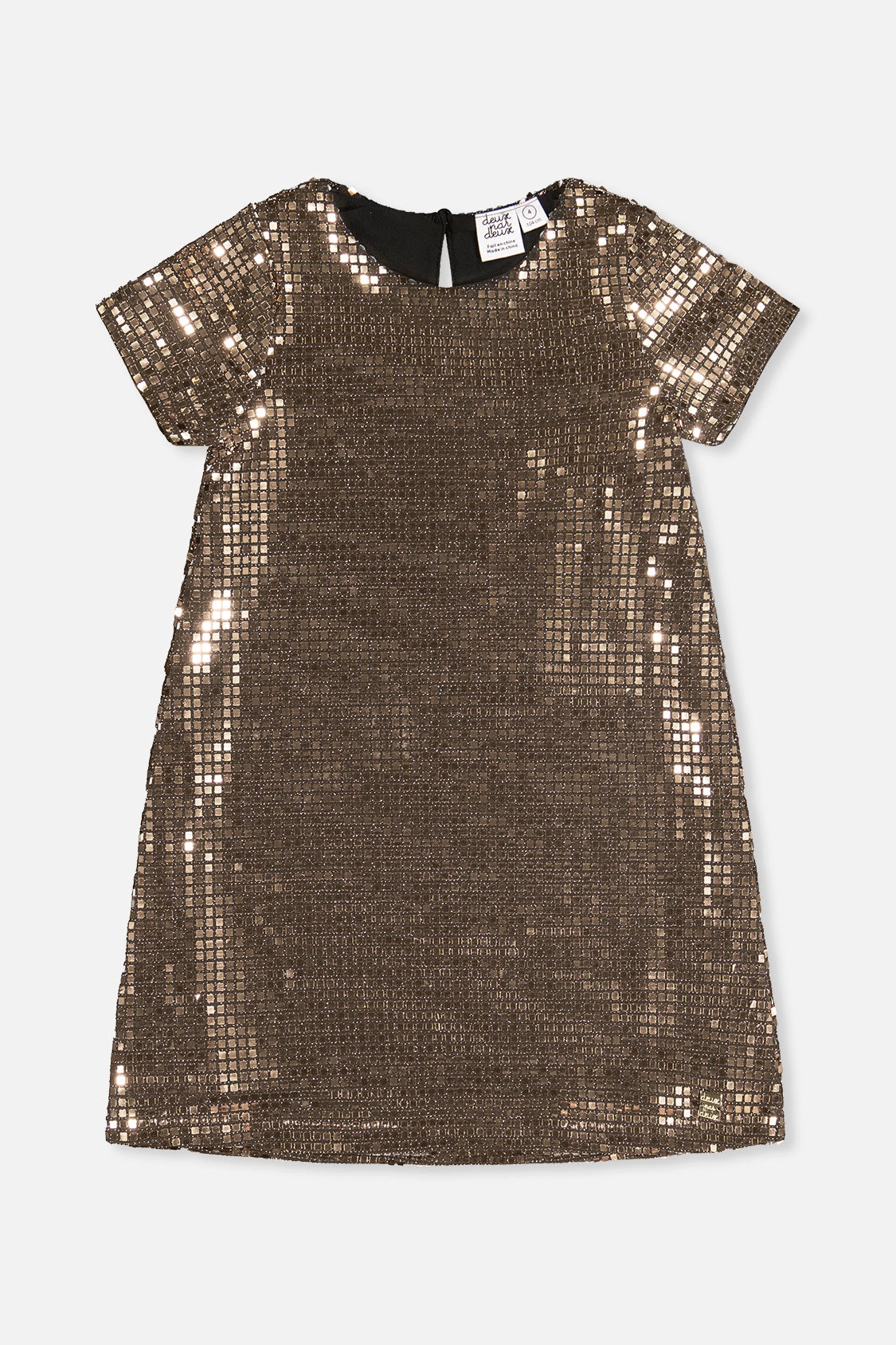 Deux par Girls Short Sleeve A-Line Lurex Jersey Dress